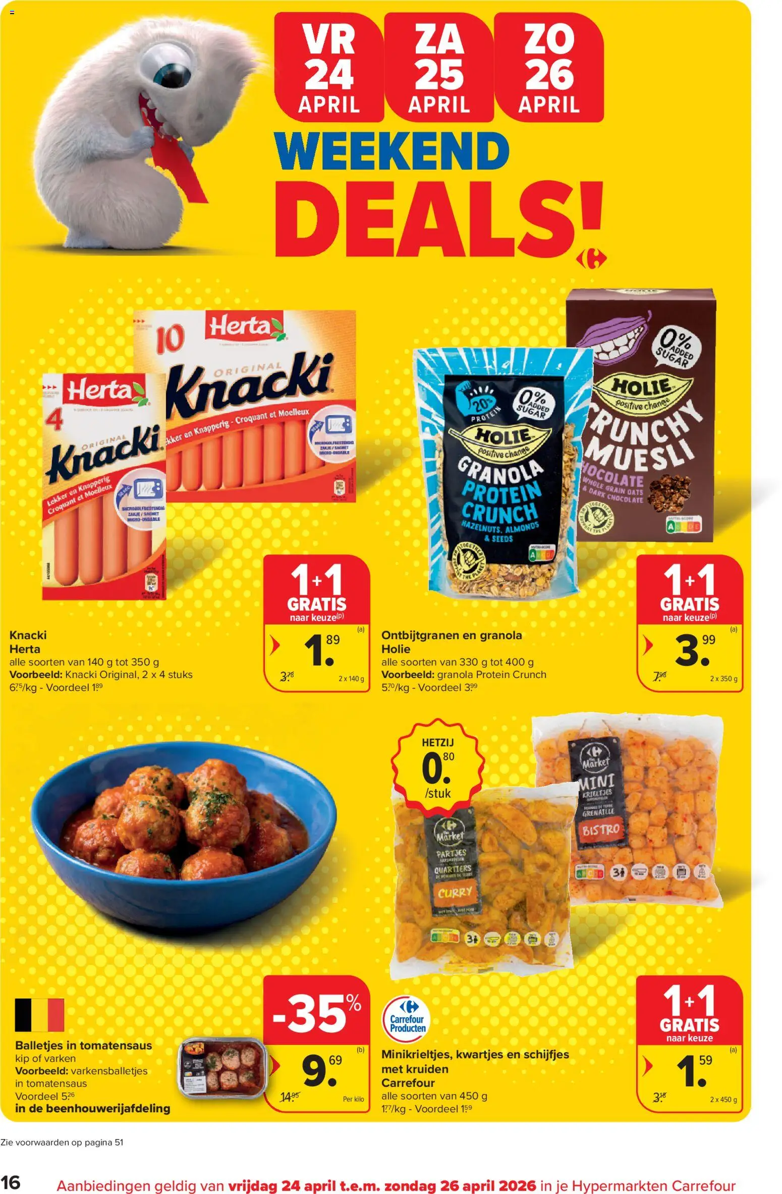 {H1} | Pagina: 16 | Producten: Krieltjes, Muesli, Kip