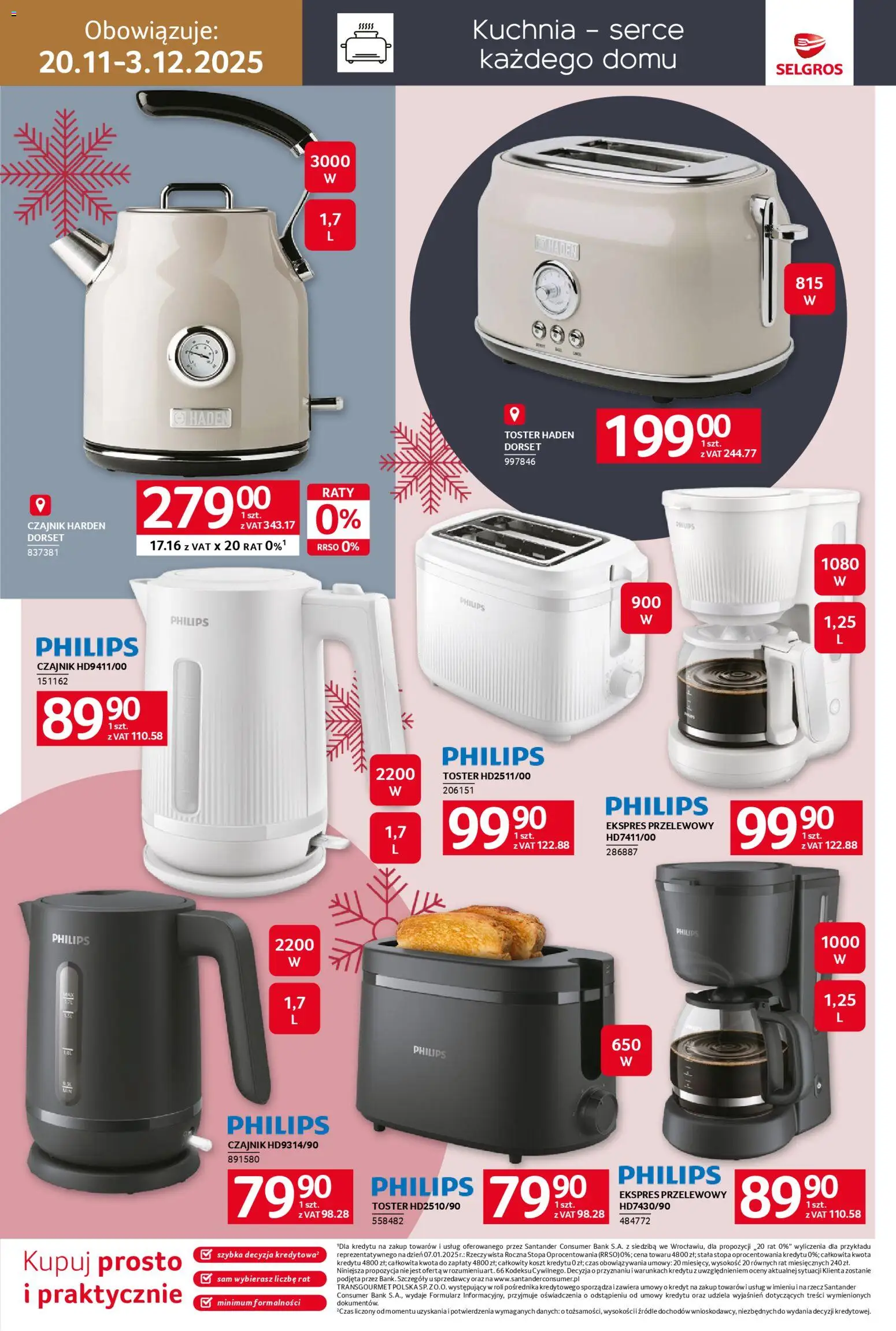 Selgros cash&carry Gazetka - Home&Deco od 20.11.2025 | Strona: 27 | Produkty: Czajnik, Toster