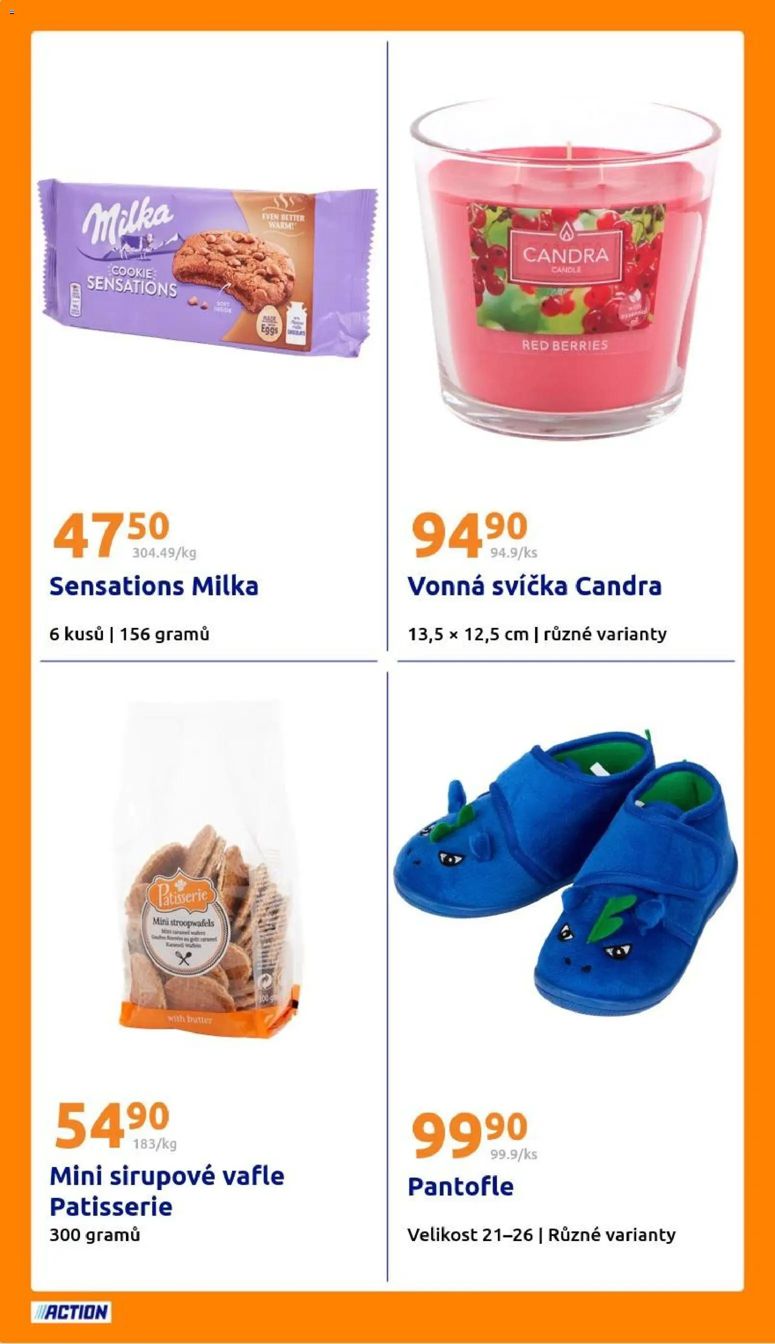 Action leták od 22.10.2025 | Strana: 20 | Produkty: Milka, Pantofle, Vafle, Svíčka