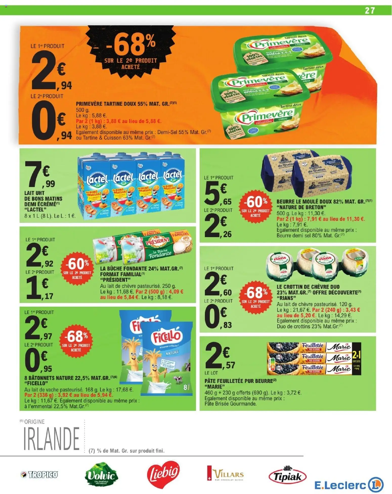 {H1} | Page: 27 | Produits: Pâte brisée, Lait, Beurre, Chocolat