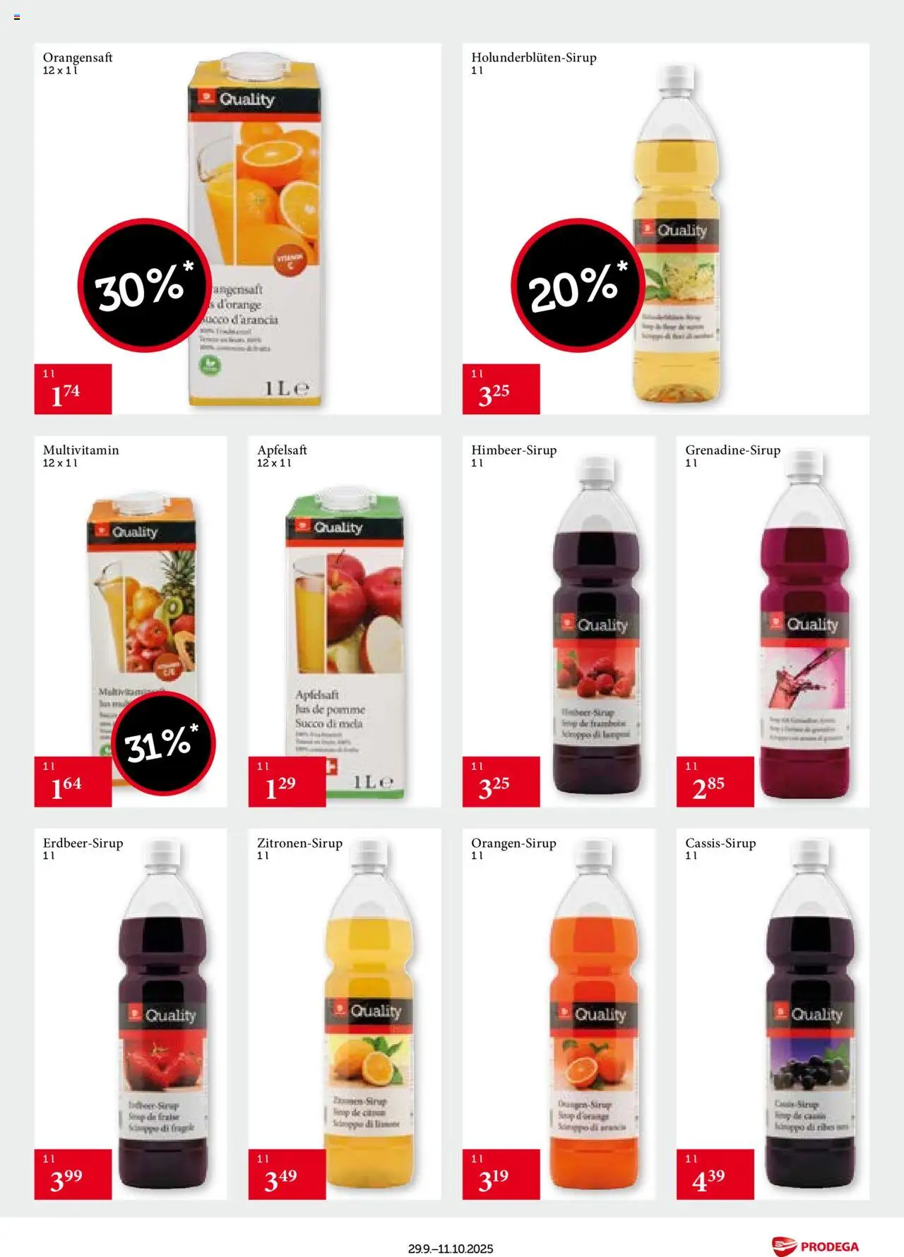 Prodega Aktionen Transgourmet Quality – gültig ab 29.09.2025 | Seite: 19 | Produkte: Orangensaft, Apfelsaft