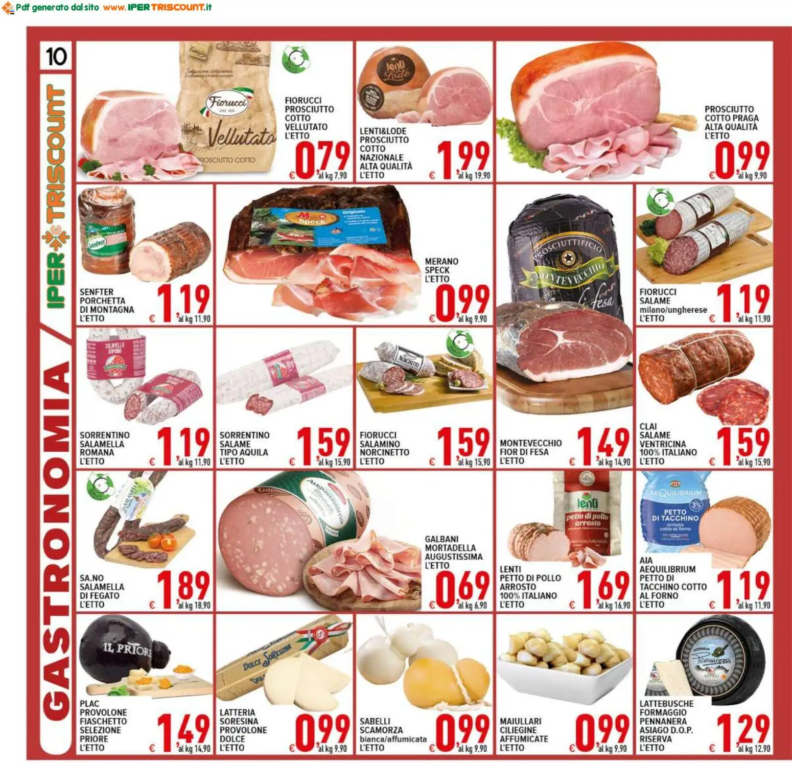 Volantino Ipertriscount del 16.01.2026 | Pagina: 10 | Prodotti: Porchetta, Salame, Formaggio, Prosciutto