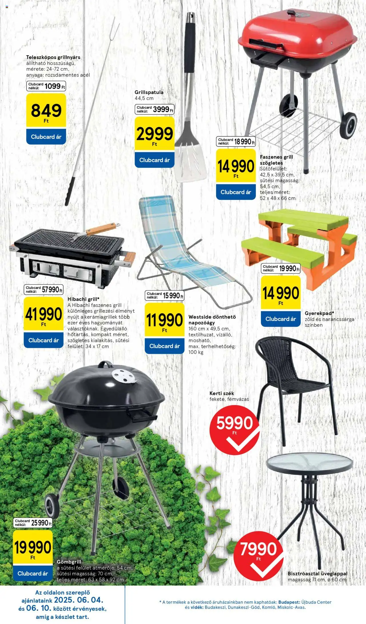 Tesco akciós ujság - amely érvényes a következő dátumtól: 05.06.2025 | Oldal: 14 | Termékek: Grill, Kerti szék, Szék, Napozóágy