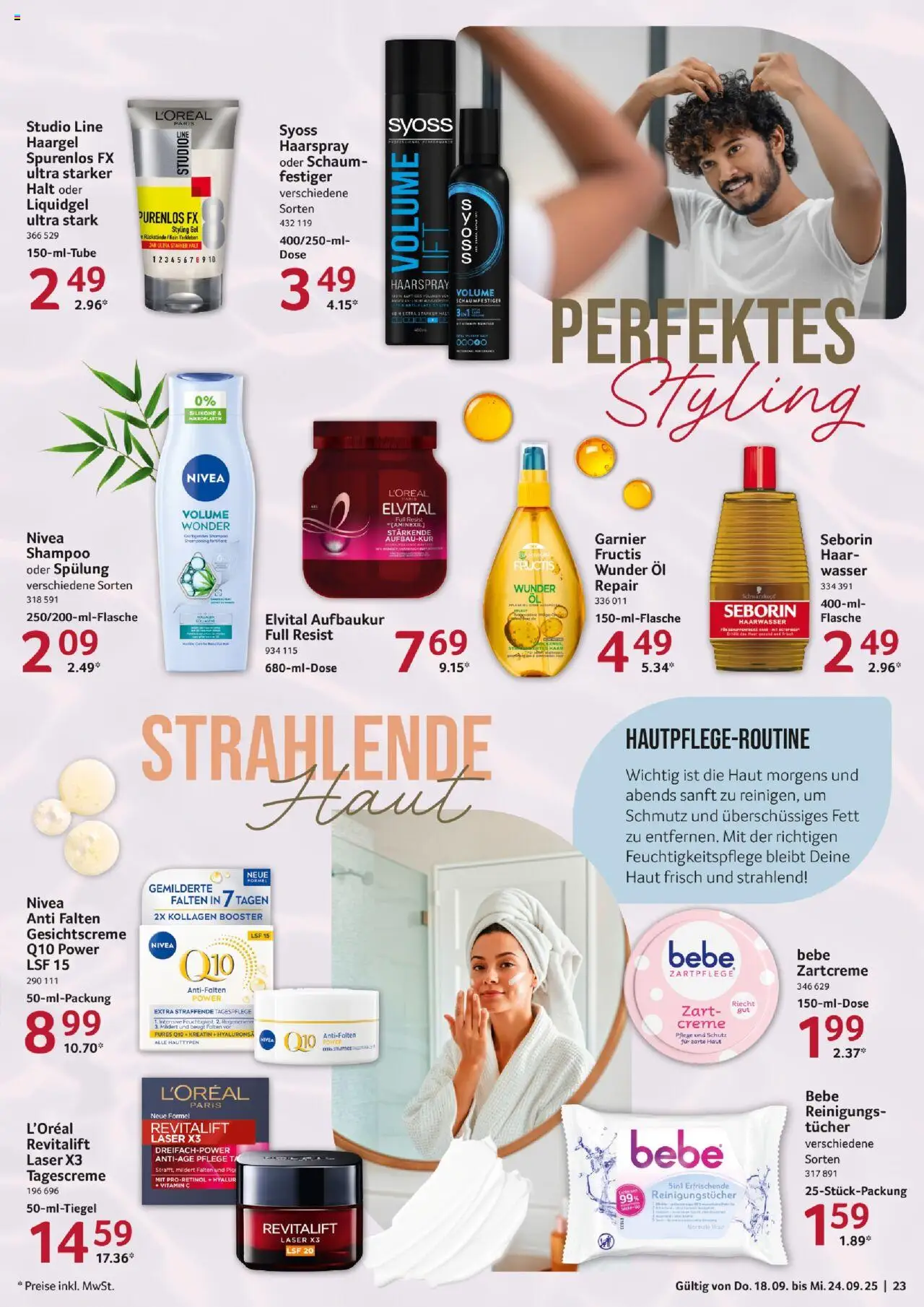 Selgros Prospekt 	 – gültig ab 18.09.2025 | Seite: 23 | Produkte: Spülung, Haarspray, Creme, Wasser