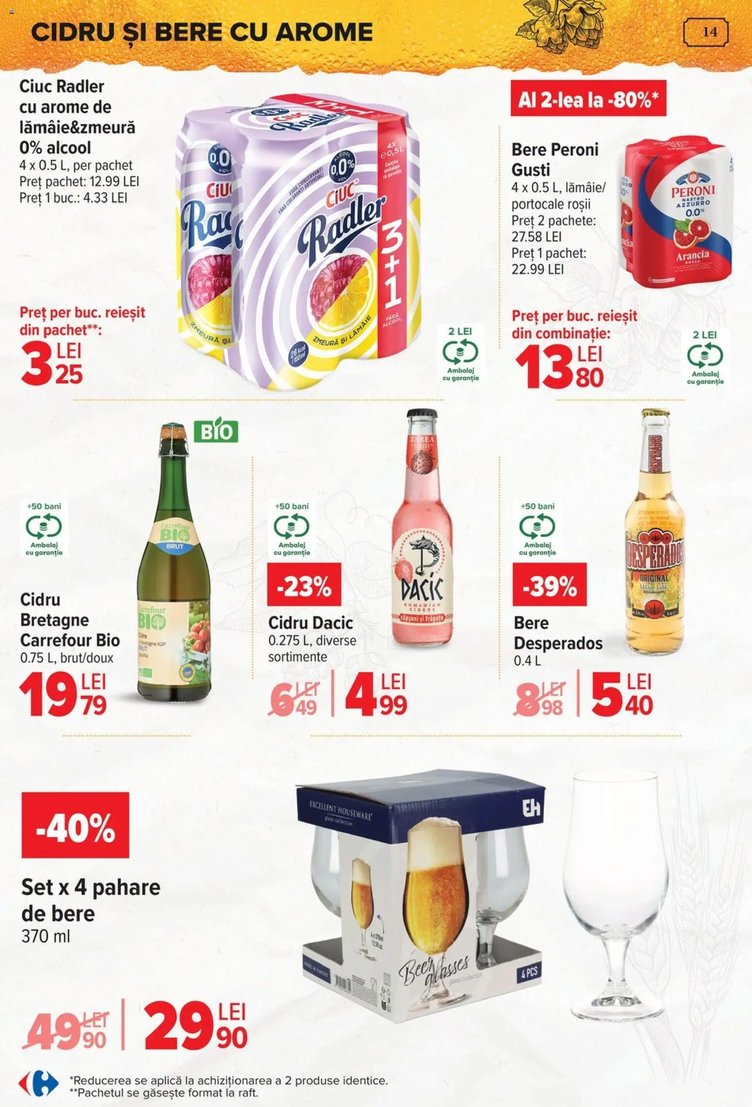 Noul catalog Carrefour – valabil de la 15.04.2026 | Pagină: 14 | Produse: Pahare, Bere, Portocale, Căpșuni