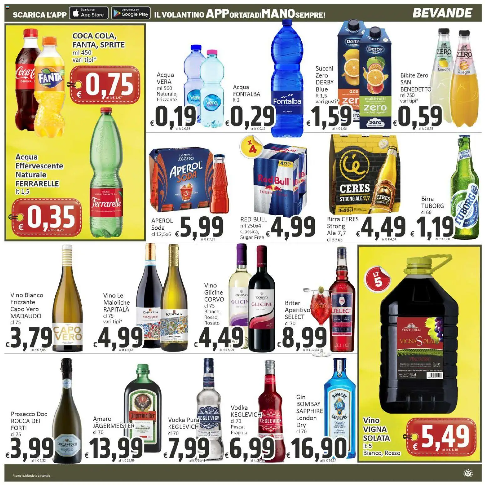 Volantino Paghi Poco del 16.04.2026 | Pagina: 17 | Prodotti: Ceres, Scaffale, Vino rosso, Amaro