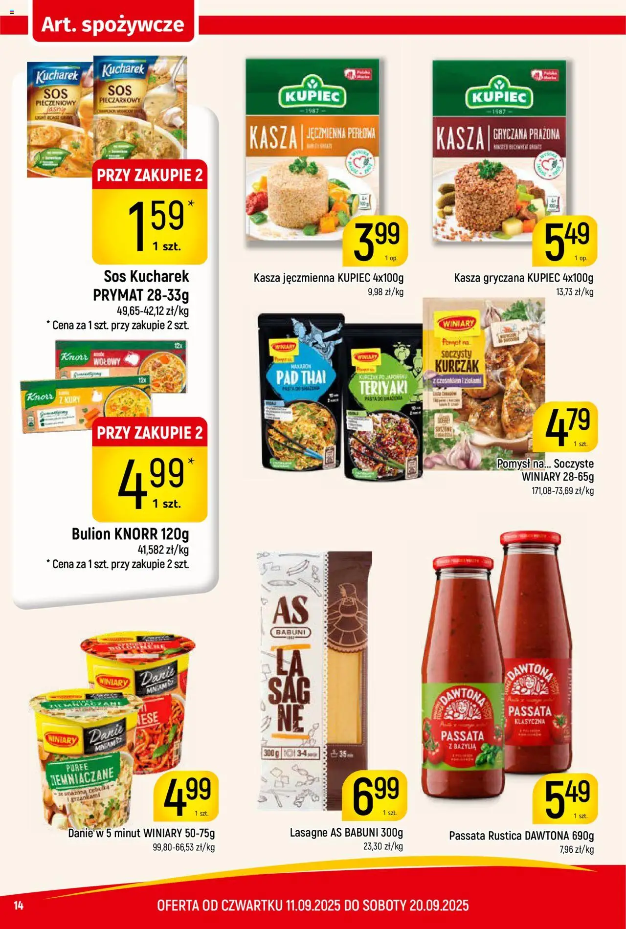 Piotruś Pan Gazetka od 11.09.2025 | Strona: 14 | Produkty: Kasza, Kurczak, Makaron pad thai, Sos