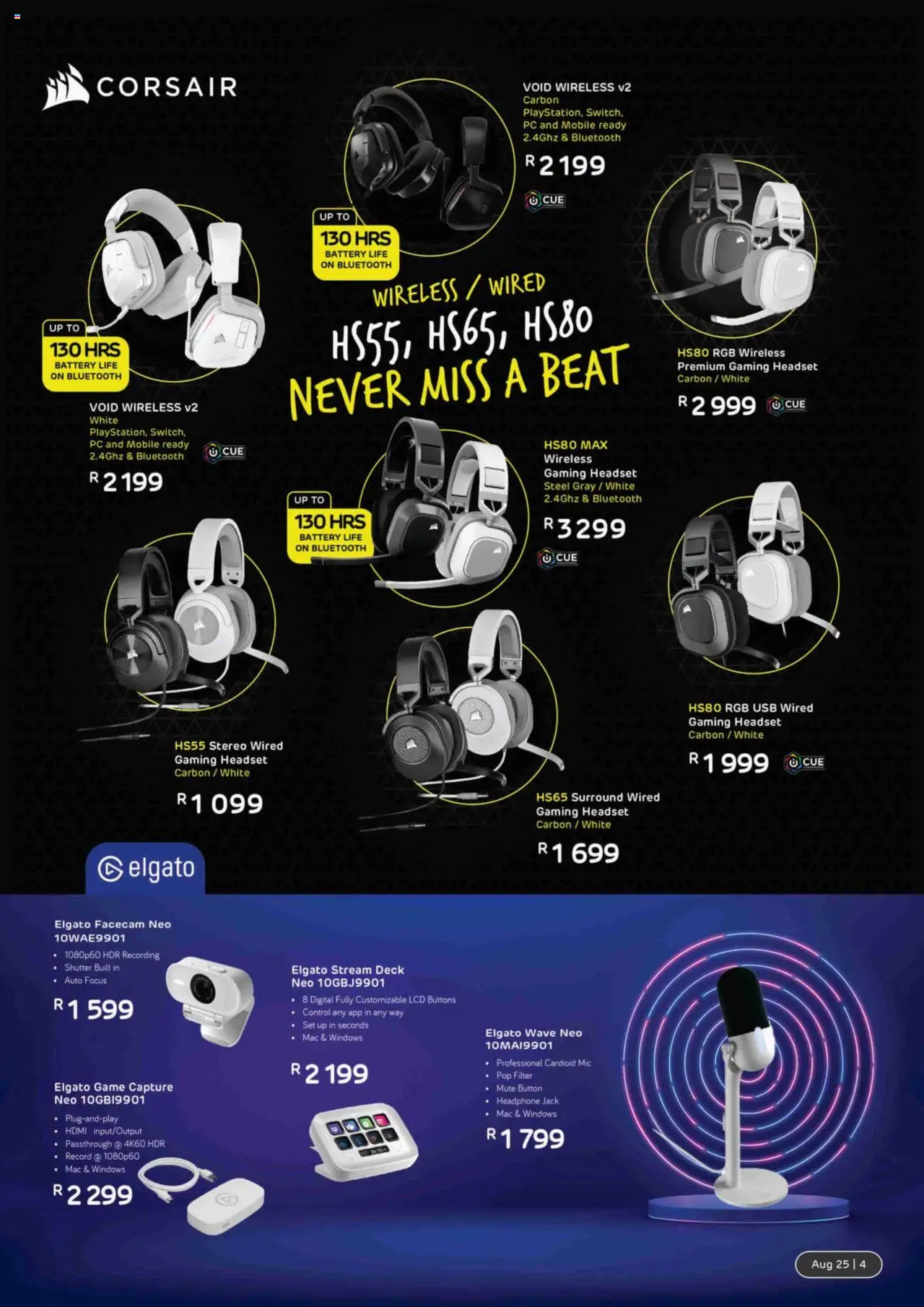 Computer Mania Gaming Catalogue │ valid from 01.08.2025 | Page: 5 | Products: Headset, PC, USB, Battery