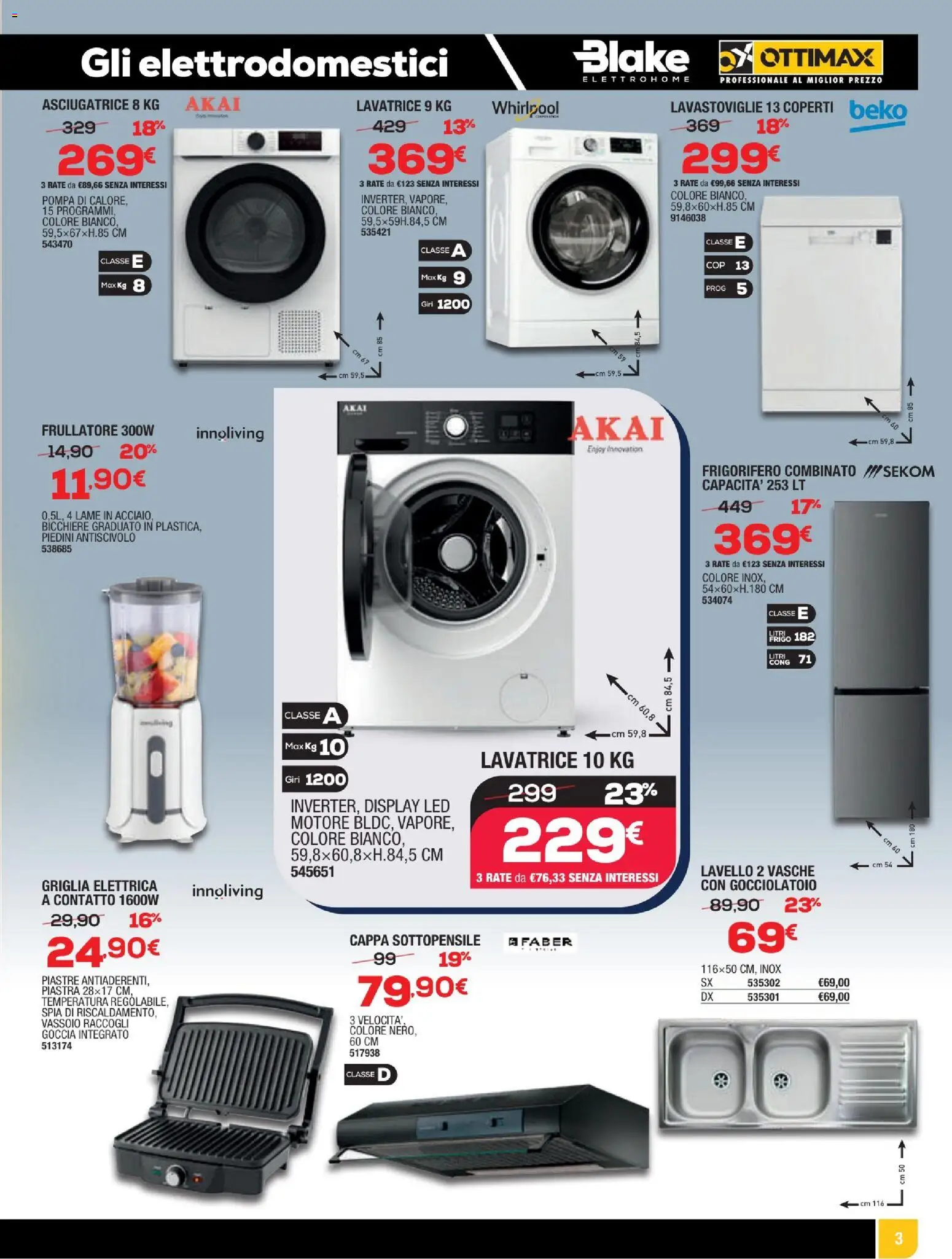 Volantino Ottimax del 15.01.2026 | Pagina: 11 | Prodotti: Lavatrice, Asciugatrice, Lavastoviglie, Frigorifero combinato