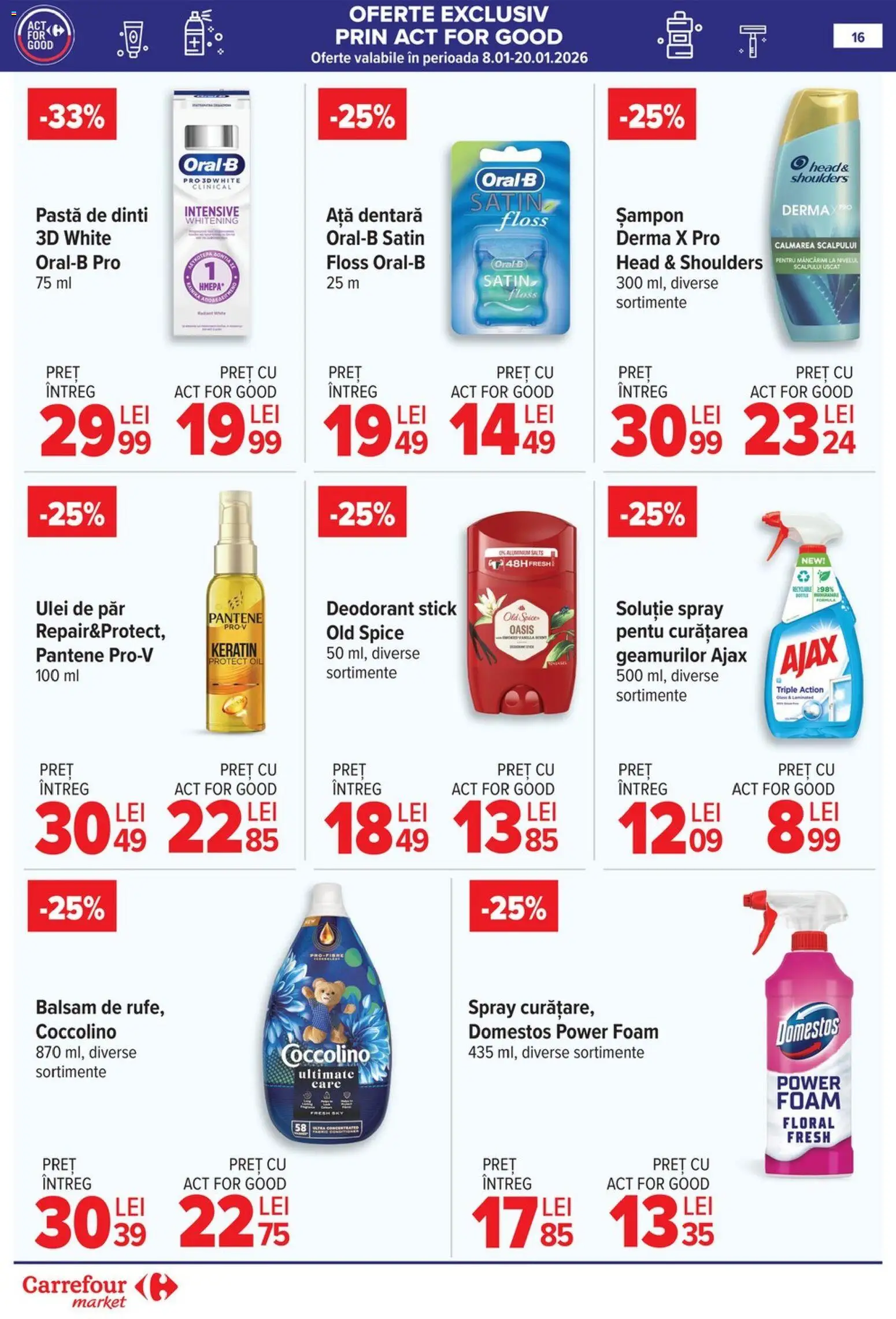 Noul catalog Carrefour – valabil de la 14.01.2026 | Pagină: 17 | Produse: Șampon, Balsam, Deodorant, Pastă de dinți