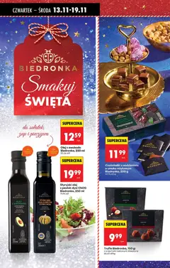 Pogląd oferty "Olej z awokado Biedronka, 250 ml, Olej z awokado z pierwszego tłoczenia, aromatyczny i wyśmienity olej doskonały do sałatek." - ważna od 13.11.2025 | Strona: 44 | Produkty: Czekoladki, Olej z awokado, Olej z pestek dyni, Awokado