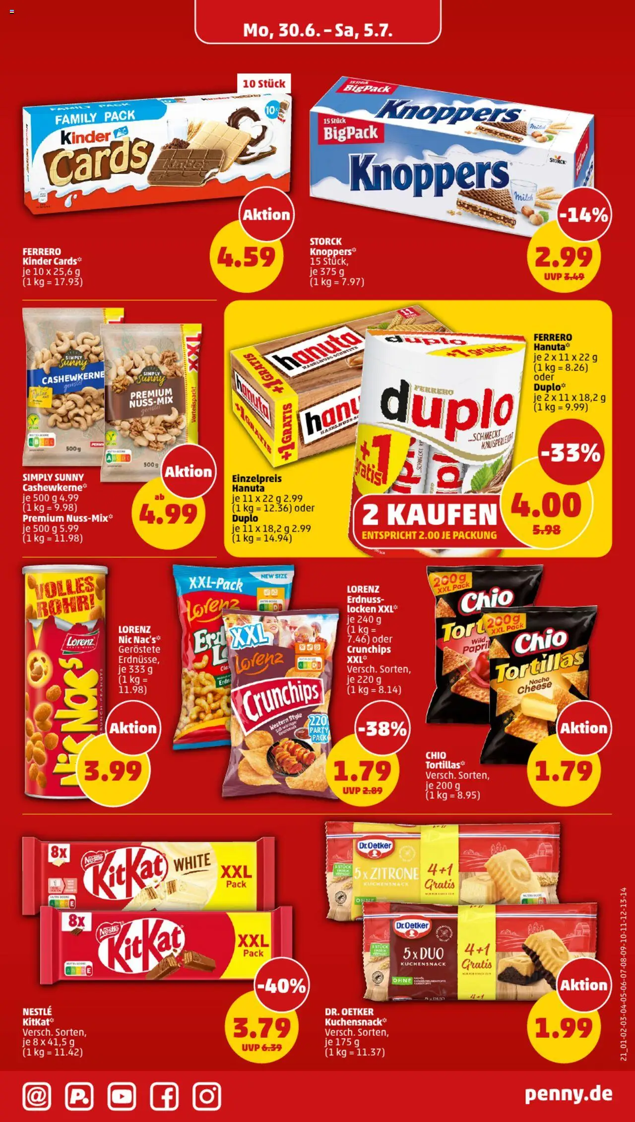 Penny Prospekt 	 - gültig ab dem 30.06.2025 | Seite: 21 | Produkte: Milch, Zitrone, Knoppers, Chips