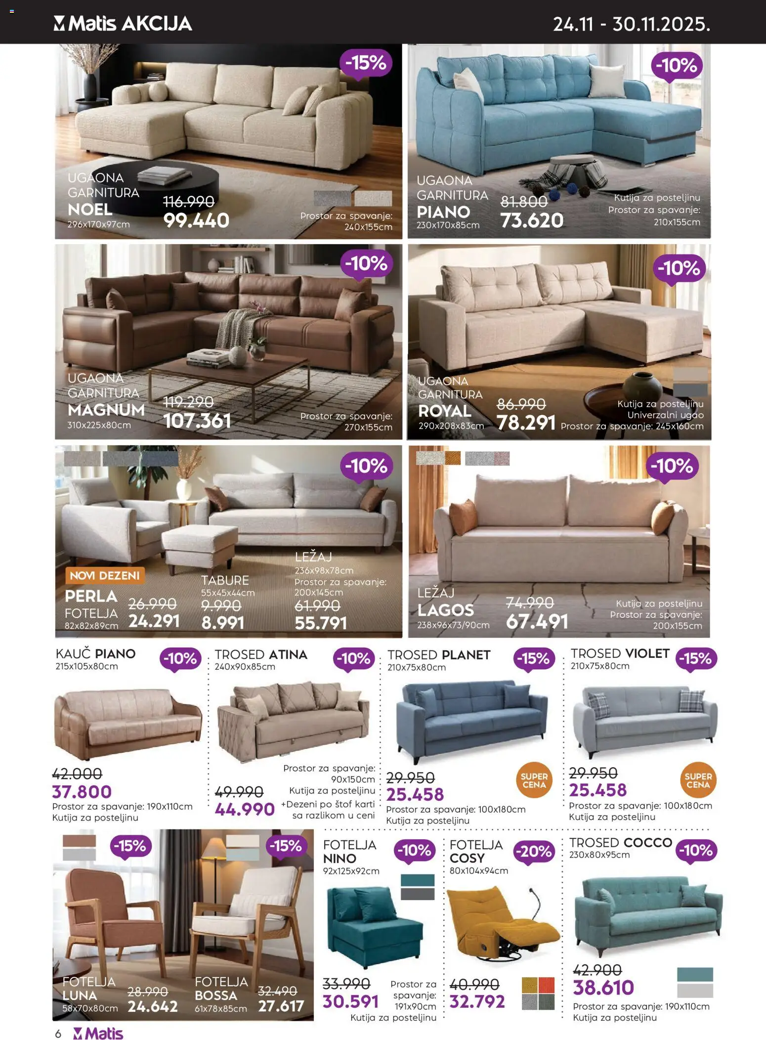 Matis katalog - važi od 24.11.2025 | Strana: 6 | Proizvode: Kauč, Kutija, Tabure, Trosed