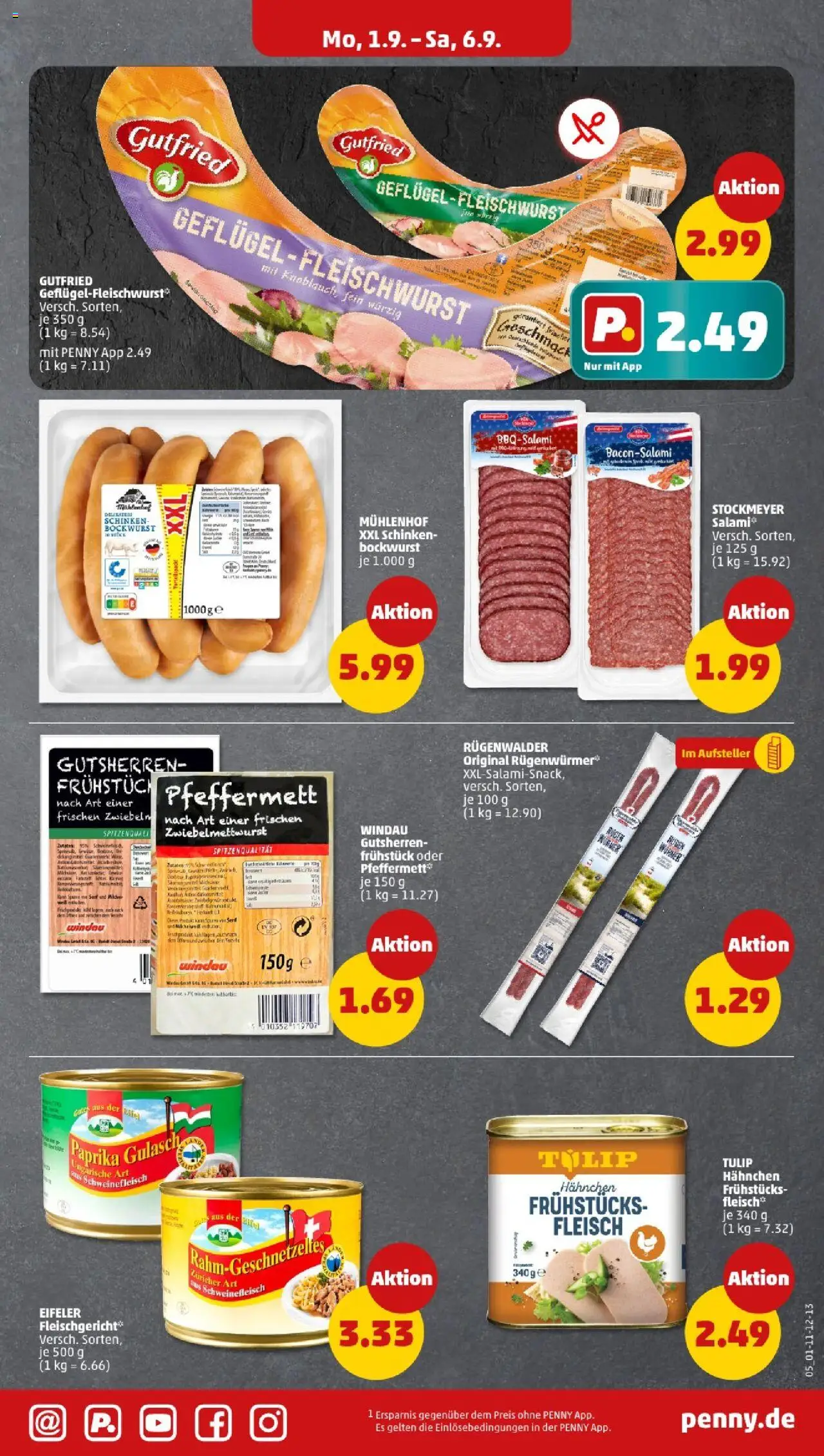 Penny -  Berlin - gültig ab dem 01.09.2025 | Seite: 5 | Produkte: Bockwurst, Hahnchen, Zwiebeln, Fleisch
