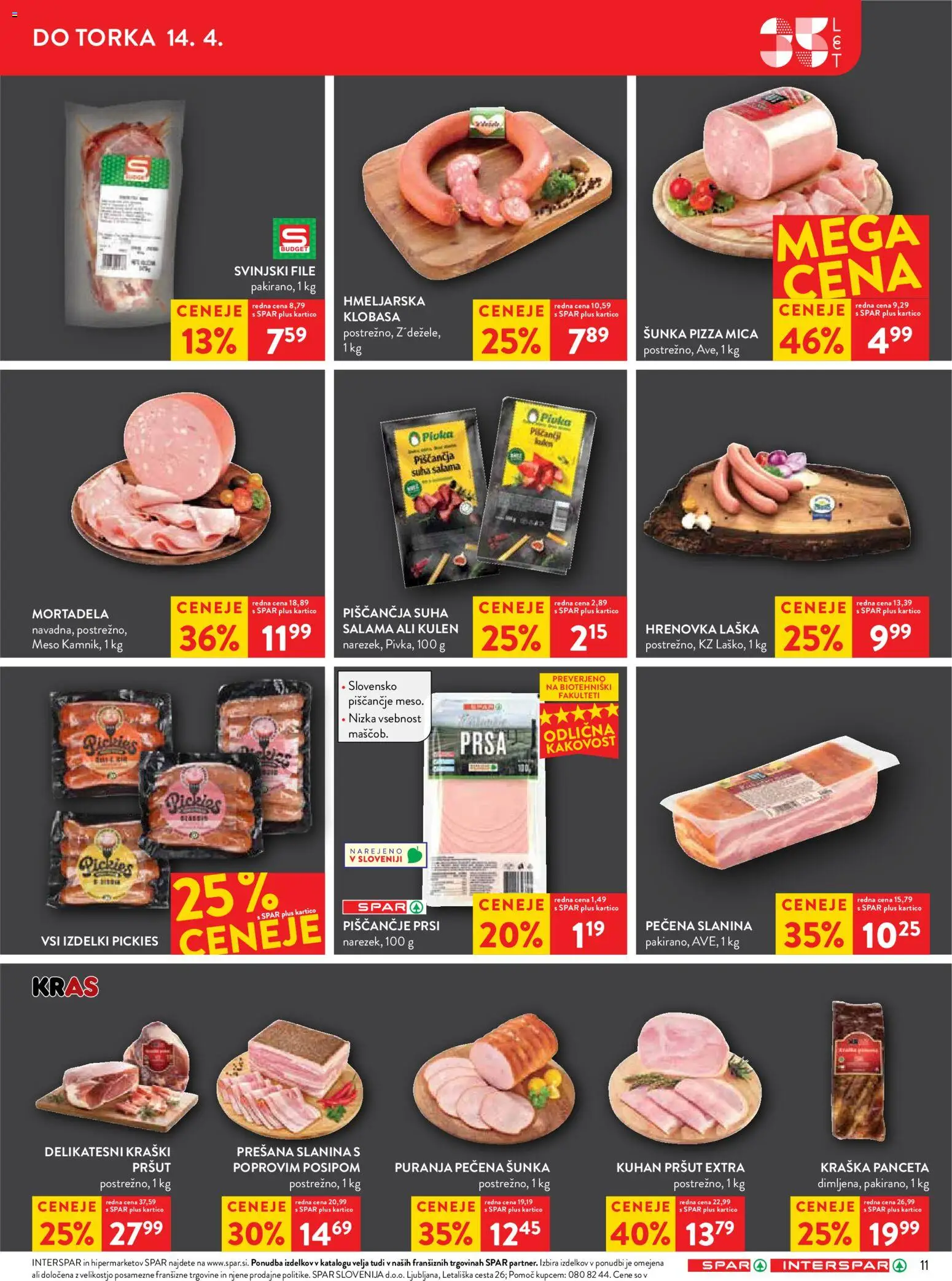 Novi Spar katalog ponudbe – veljaven od 08.04.2026 | Stran: 11 | Izdelki: Pršut, Panceta, Mortadela, Sunka