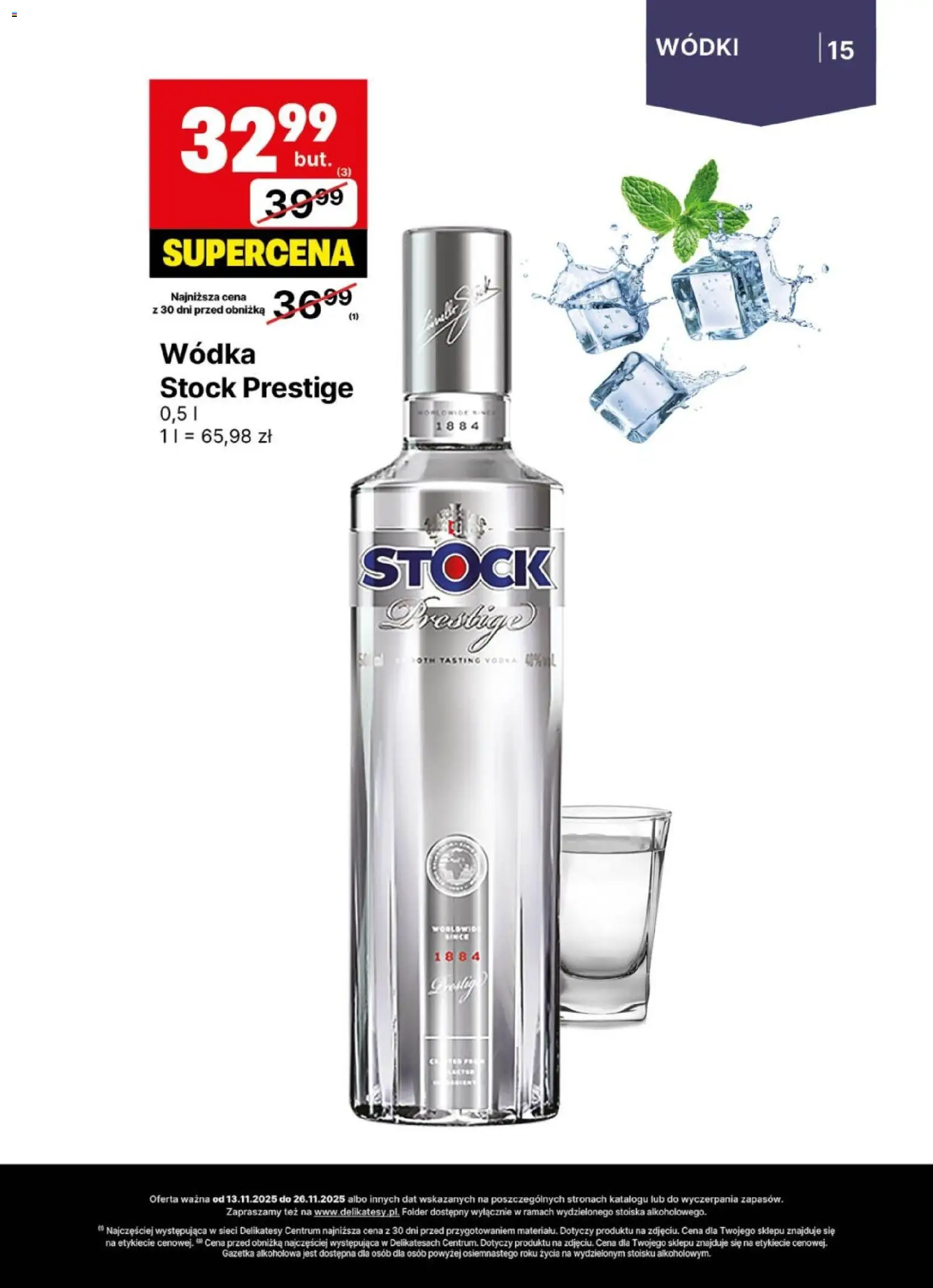 Delikatesy Centrum Gazetka - DeliBarek od 13.11.2025 | Strona: 15 | Produkty: Wódka Stock, Delikatesy, Vodka, Wódka