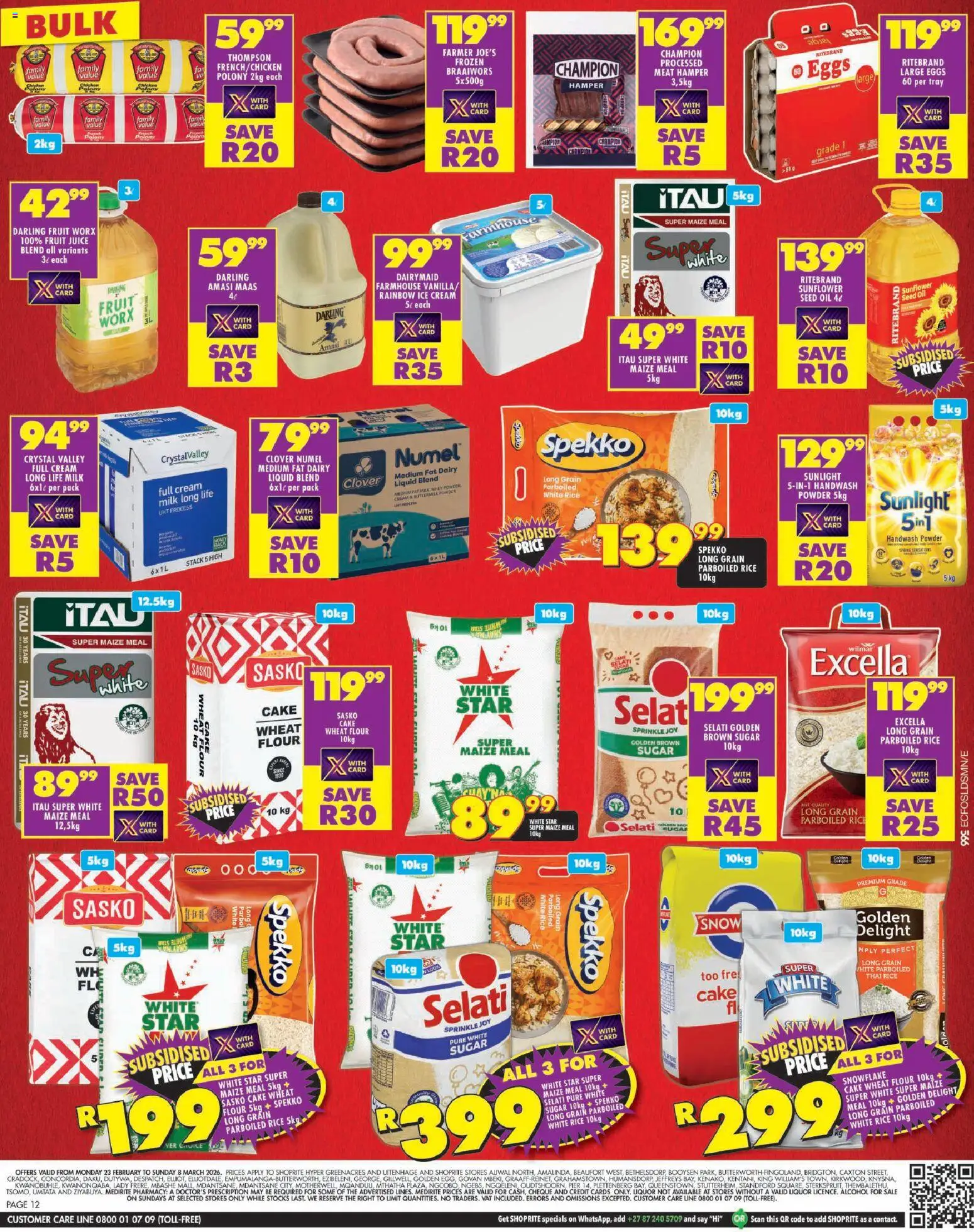 New Shoprite catalogue – valid from 23.02.2026 | Page: 12 | Products: Tray, Oil, Juice, Rice