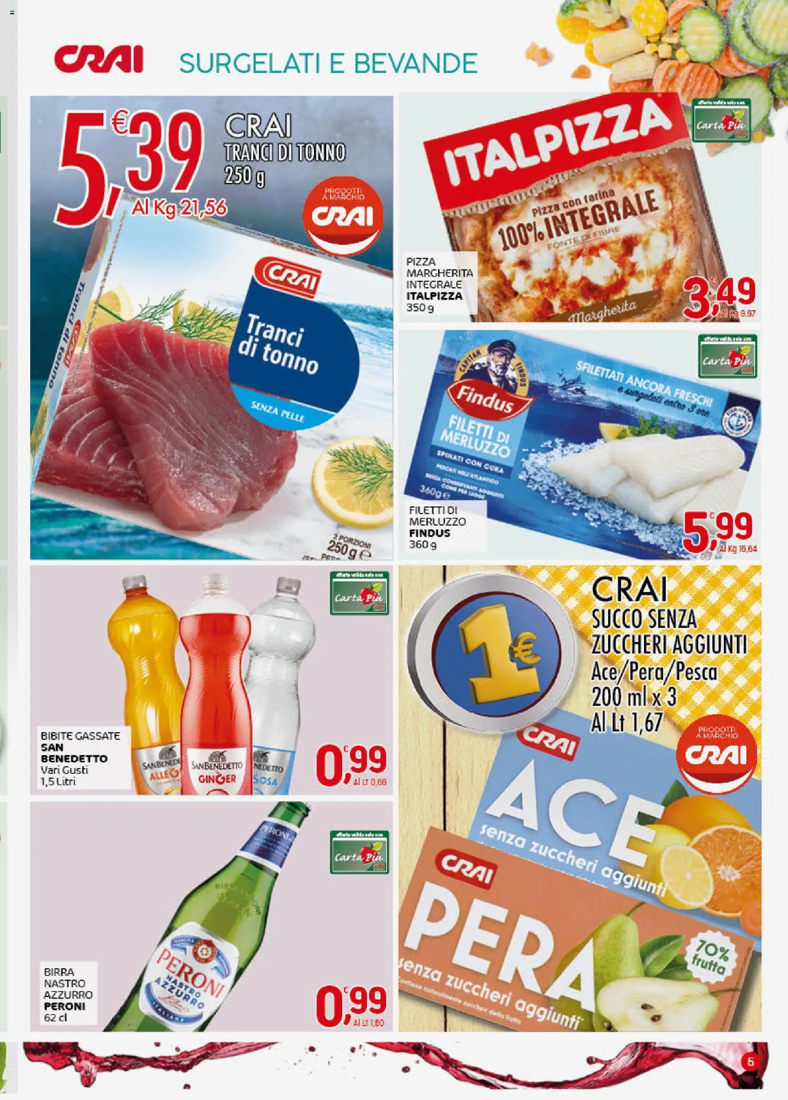 Volantino CRAI del 19.02.2026 | Pagina: 5 | Prodotti: Birra, Merluzzo, Pera, Tonno