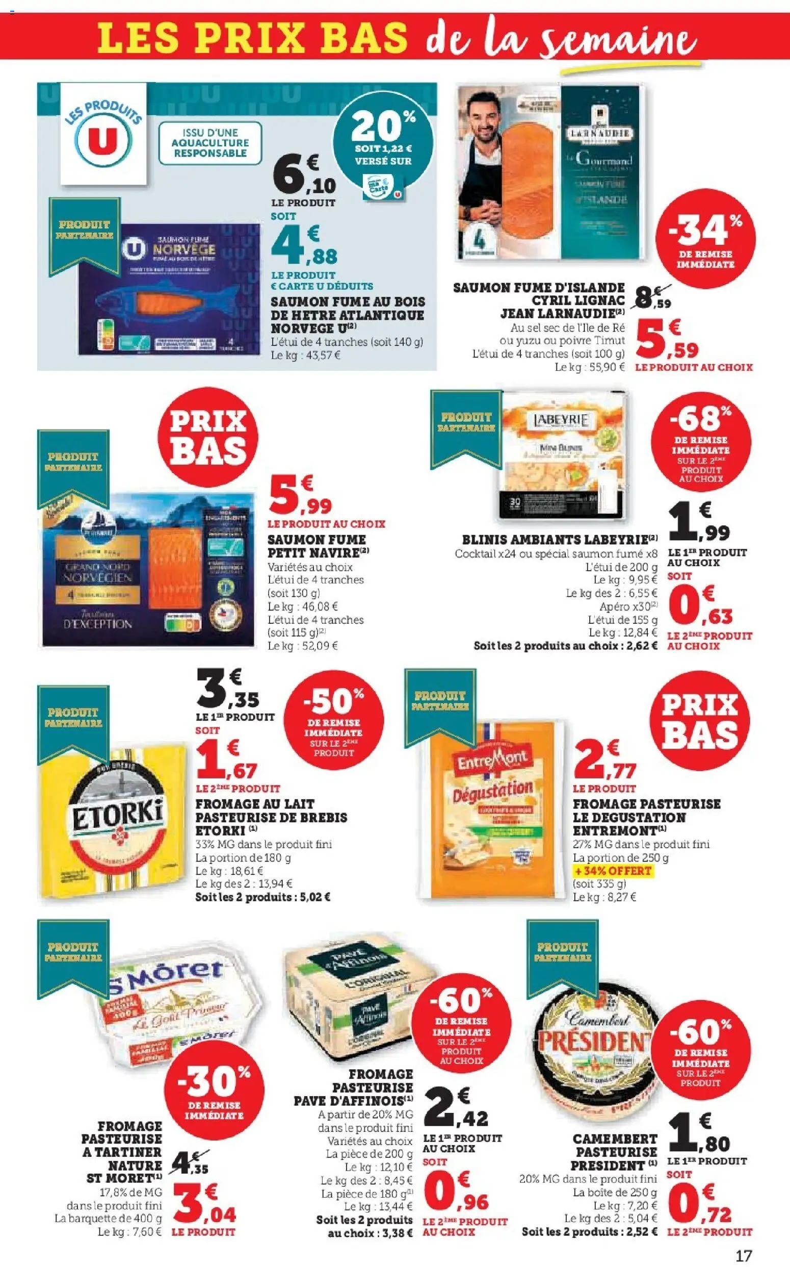 {H1} | Page: 17 | Produits: Saumon fumé, Sel, Blinis, Camembert