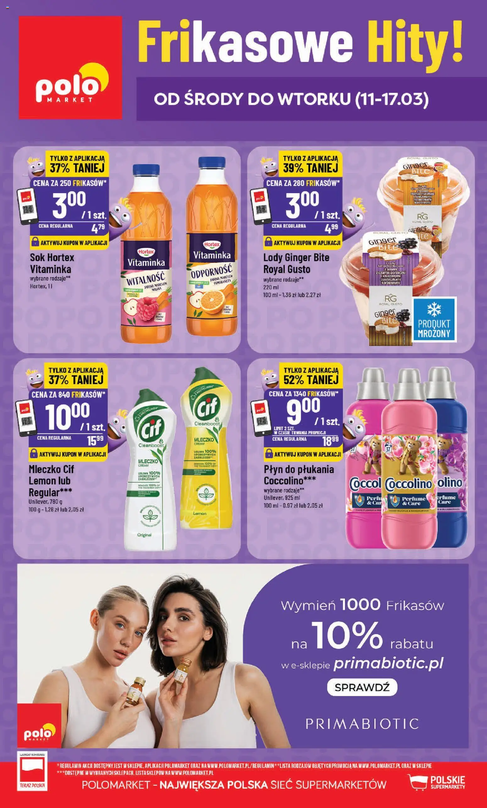 POLOmarket gazetka - Frikasowe Hity od 11.03.2026 | Strona: 1 | Produkty: Coccolino, Sok, Lody