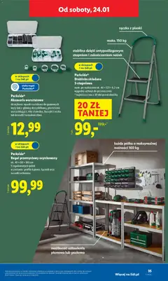 Pogląd oferty "Parkside® Regał przemysłowy ocynkowany, ok. 40 x 90 x 180 cm 5 regulowanych półek w zestawie: profile kątowe, łącznik oraz nasadki ochronne" - ważna od 19.01.2026 | Strona: 39 | Produkty: Półka, Pianki, Regał