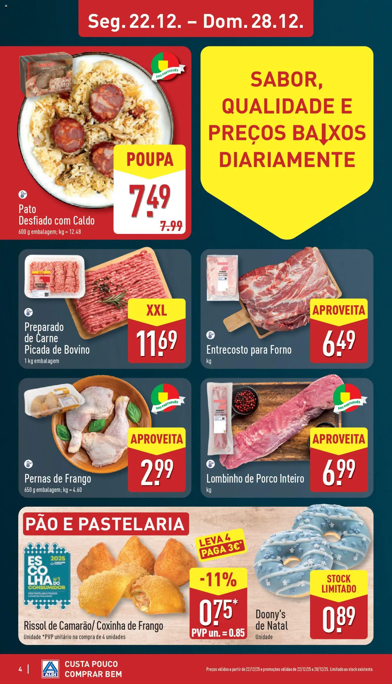 Aldi folheto │ válido de 22.12.2025 | Página: 4 | Produtos: Forno, Frango, Pão, Carne