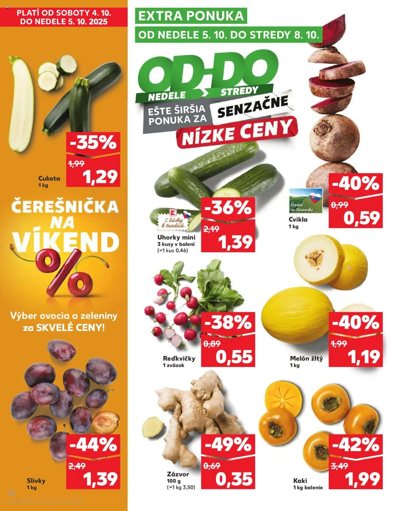 Nové Kaufland akcie – leták je platný od 02.10.2025 | Strana: 72 | Produkty: Kaki, Zázvor, Cvikla, Melón
