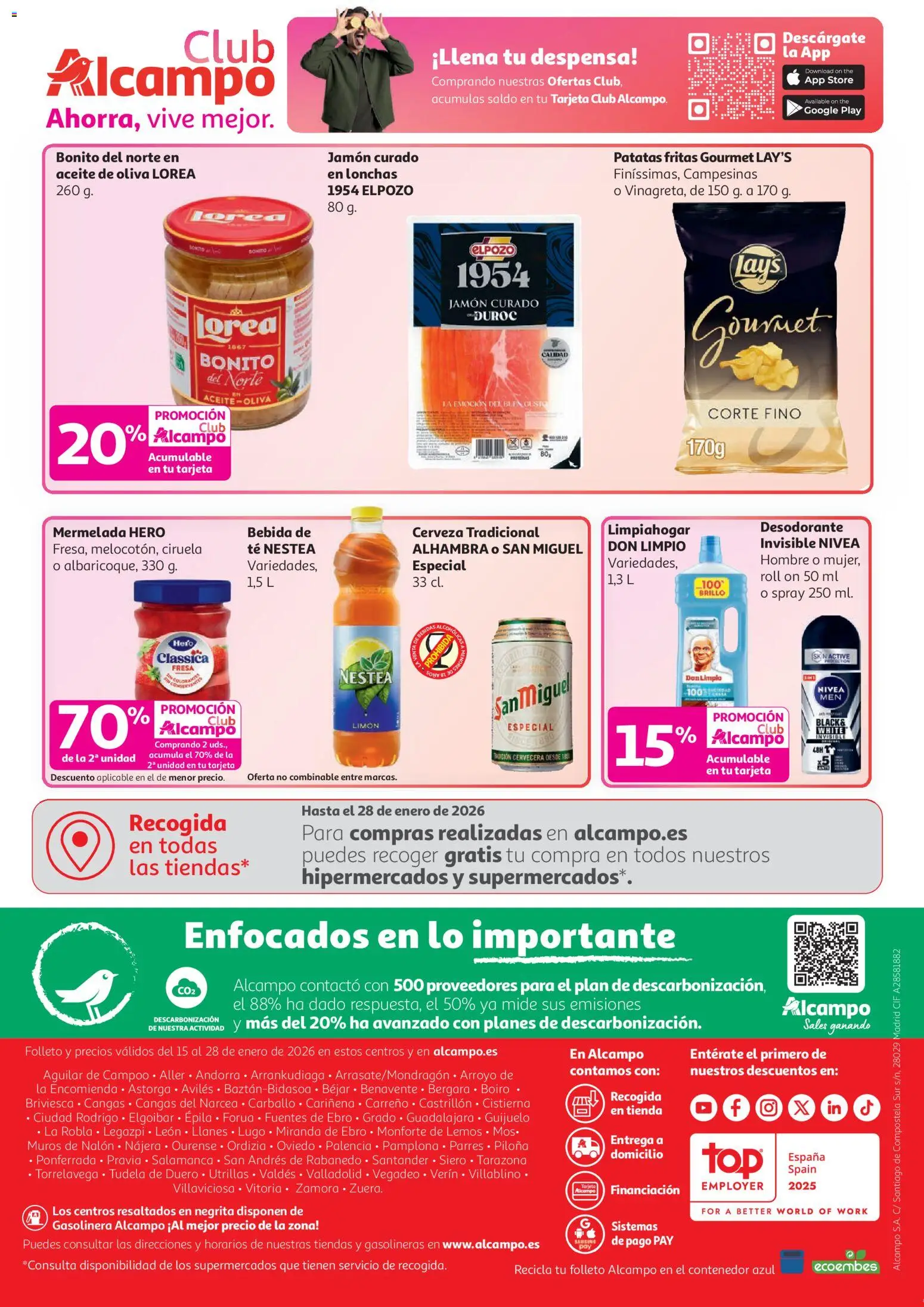 Alcampo - Supermercado │ válido desde el 15.01.2026 | Página: 8 | Productos: Desodorante, Jamón, Cerveza, Aceite de oliva