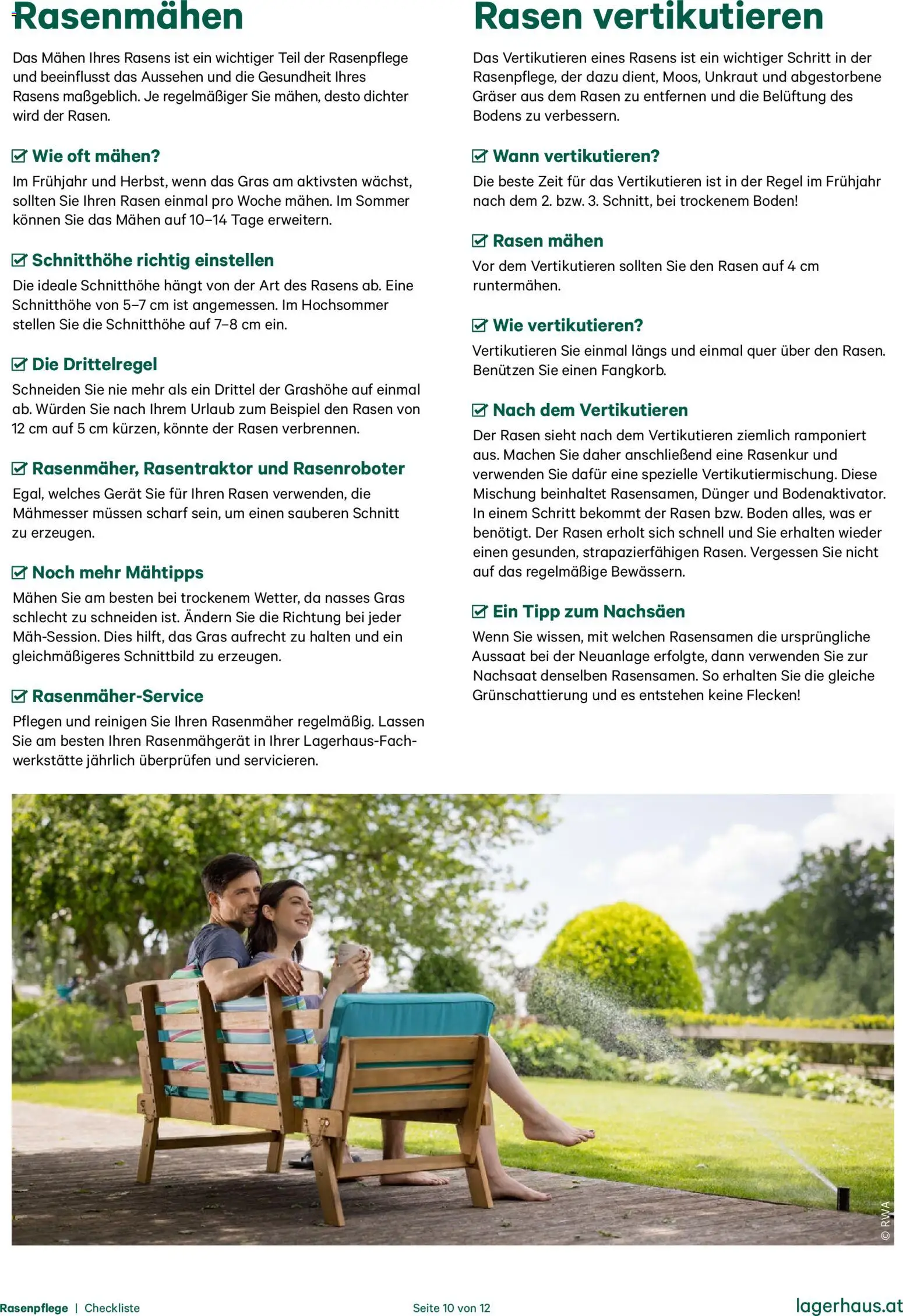 Lagerhaus  Checkliste Rasenpflege gültig ab 01.01.2025 | Seite: 10 | Produkte: Rasenmäher