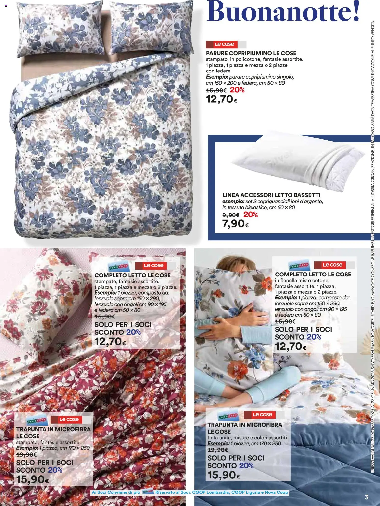 Volantino Ipercoop del 27.12.2025 | Pagina: 3 | Prodotti: Copripiumino, Trapunta, Data, Letto