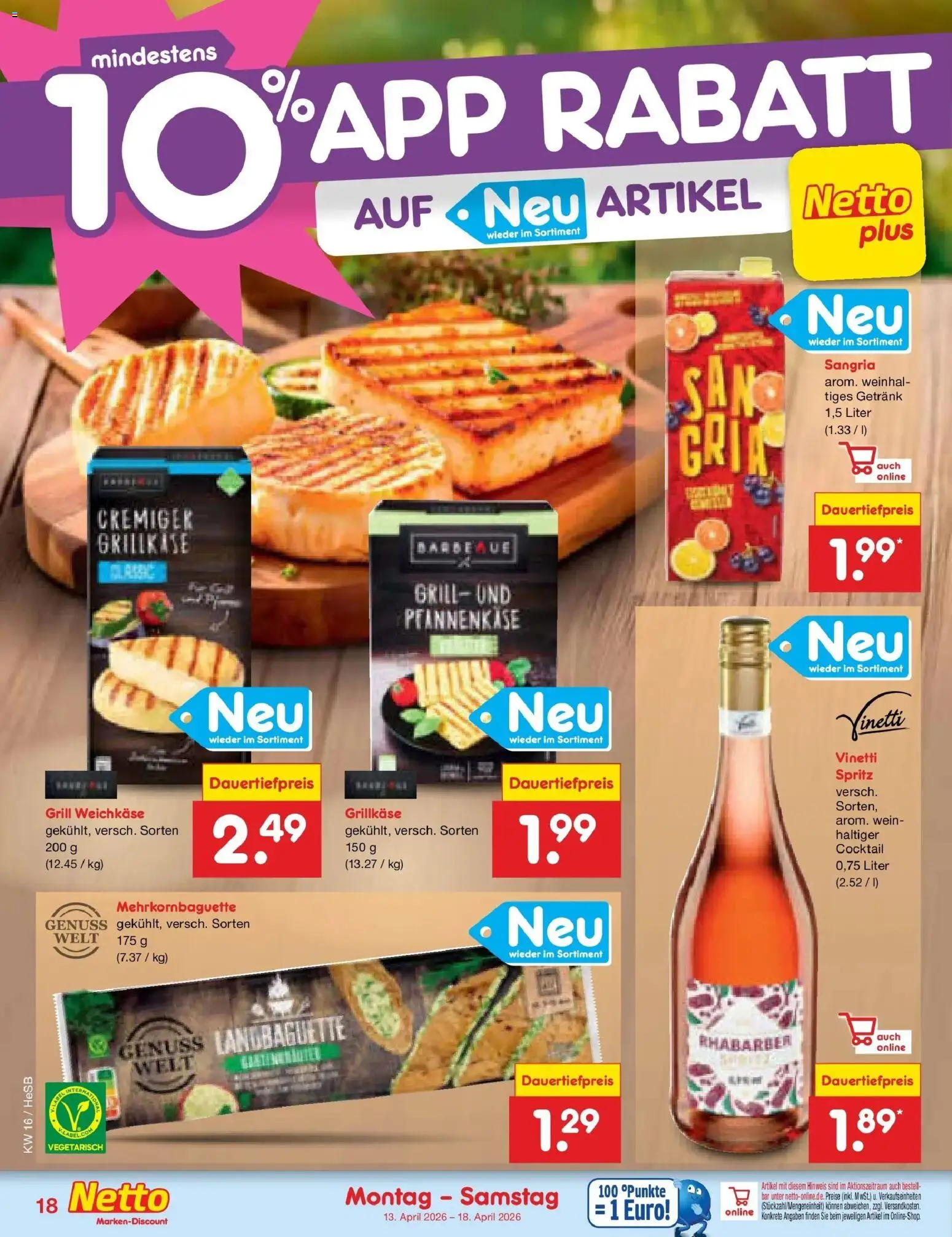 Netto Marken-Discount Prospekt Hamburg	 – gültig ab 13.04.2026 | Seite: 22 | Produkte: Grill, Wein, Rhabarber