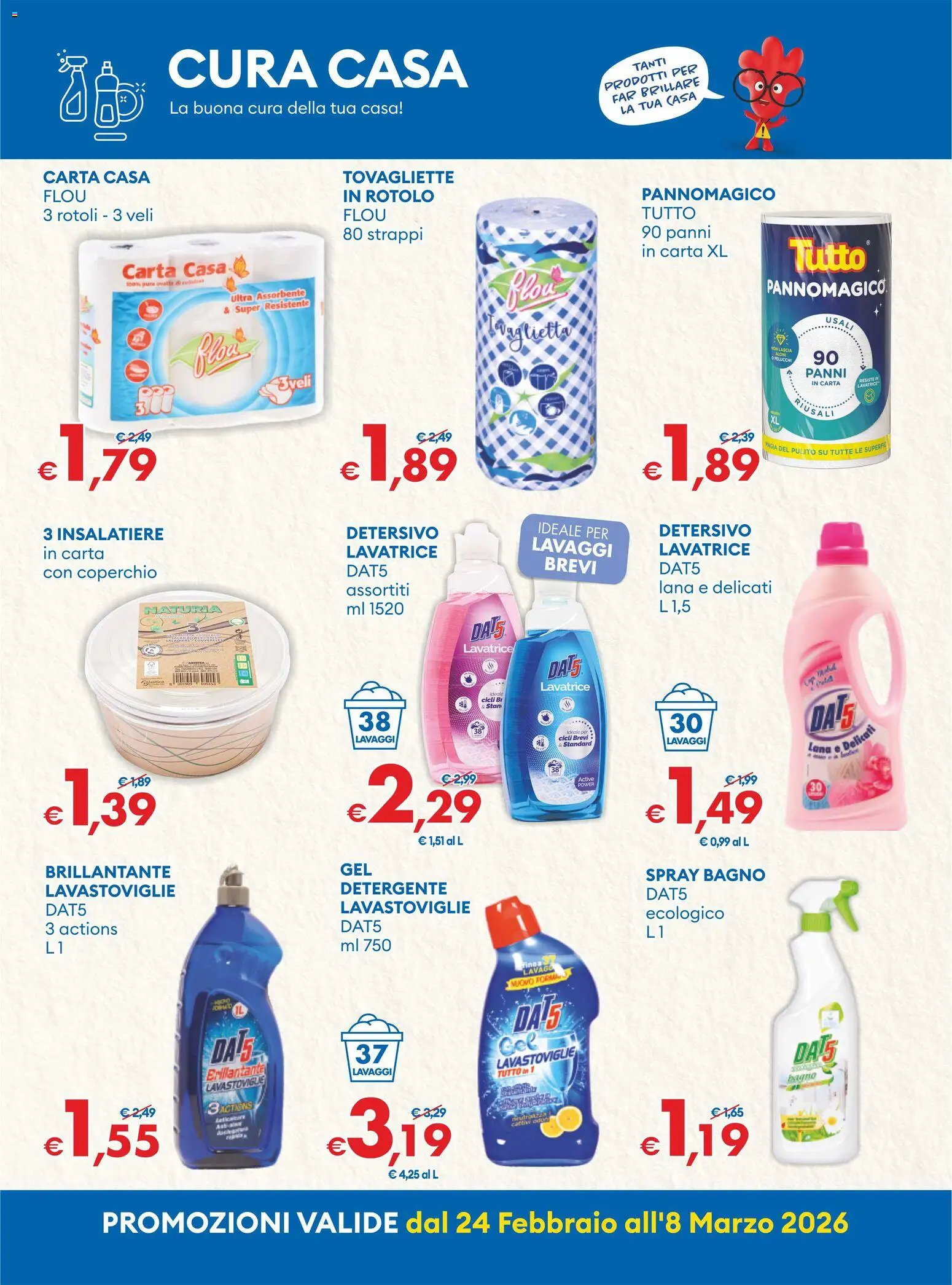 Volantino MD Discount del 24.02.2026 | Pagina: 8 | Prodotti: Detergente, Lavatrice, Tovagliette, Bagno