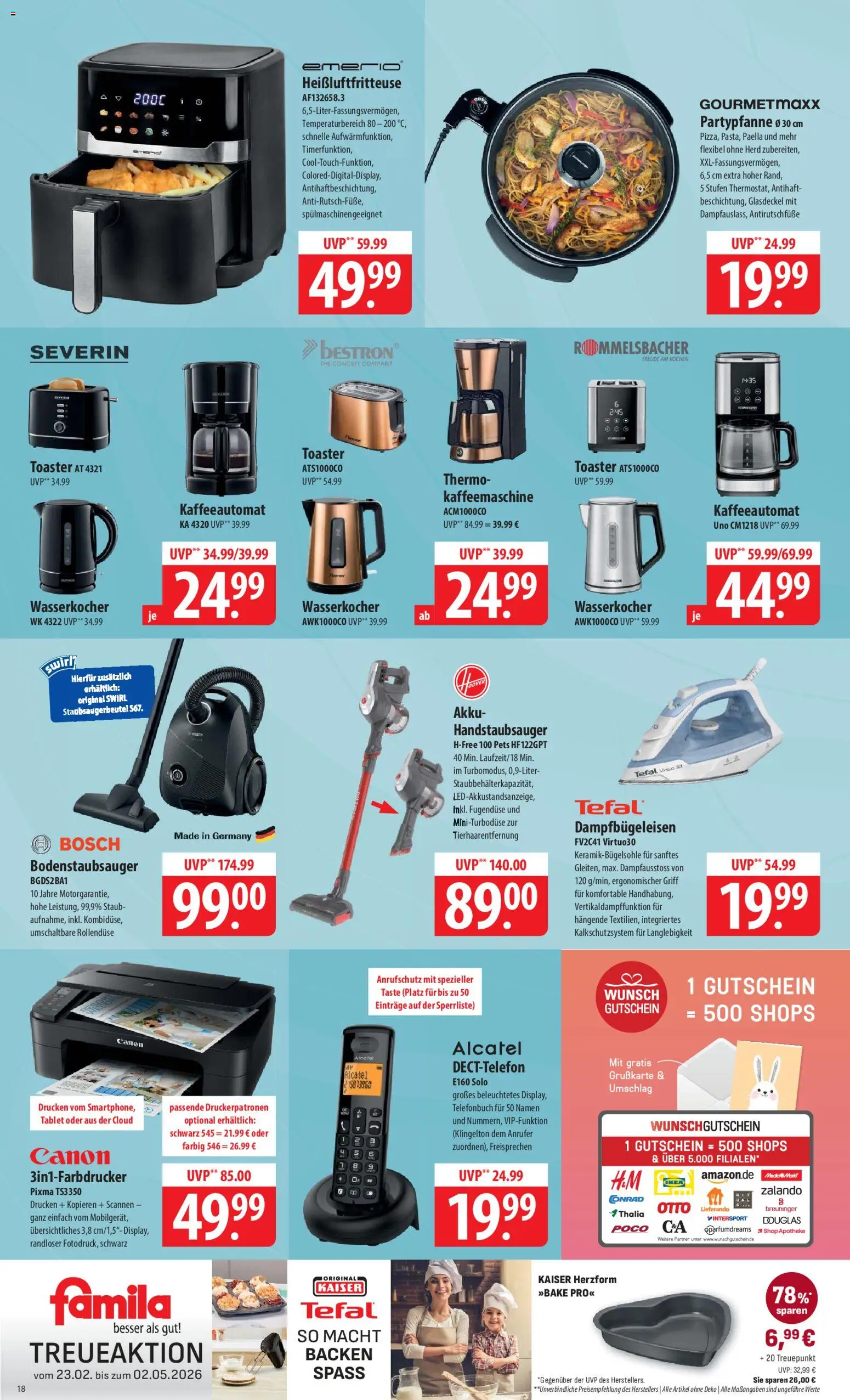 Famila Prospekt 	 – gültig ab 30.03.2026 | Seite: 18 | Produkte: Bosch, Kaffeemaschine, Toaster, Heißluftfritteuse