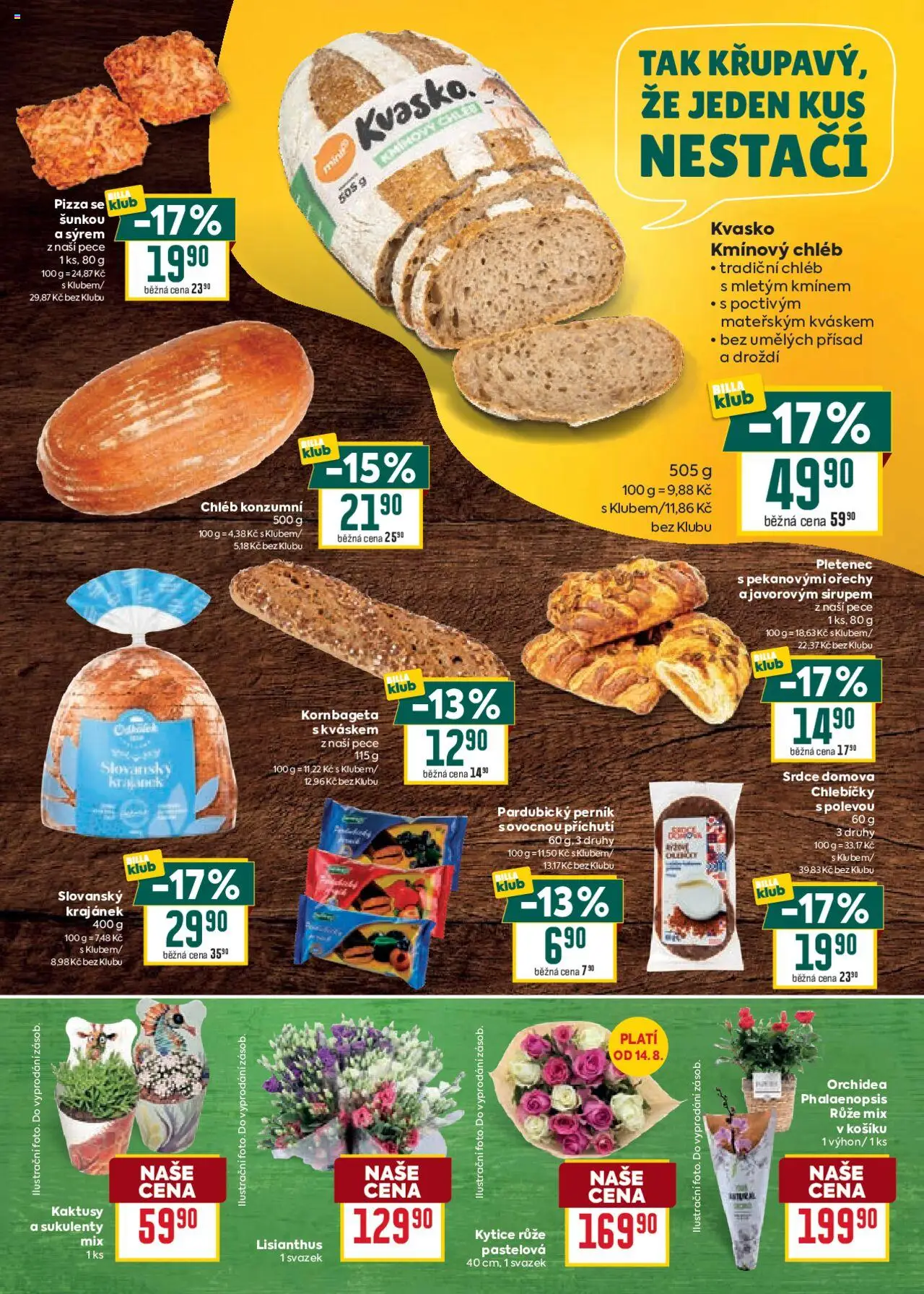Billa Velký leták od 13.08.2025 | Strana: 3 | Produkty: Pizza, Perník, Kytice, Droždí