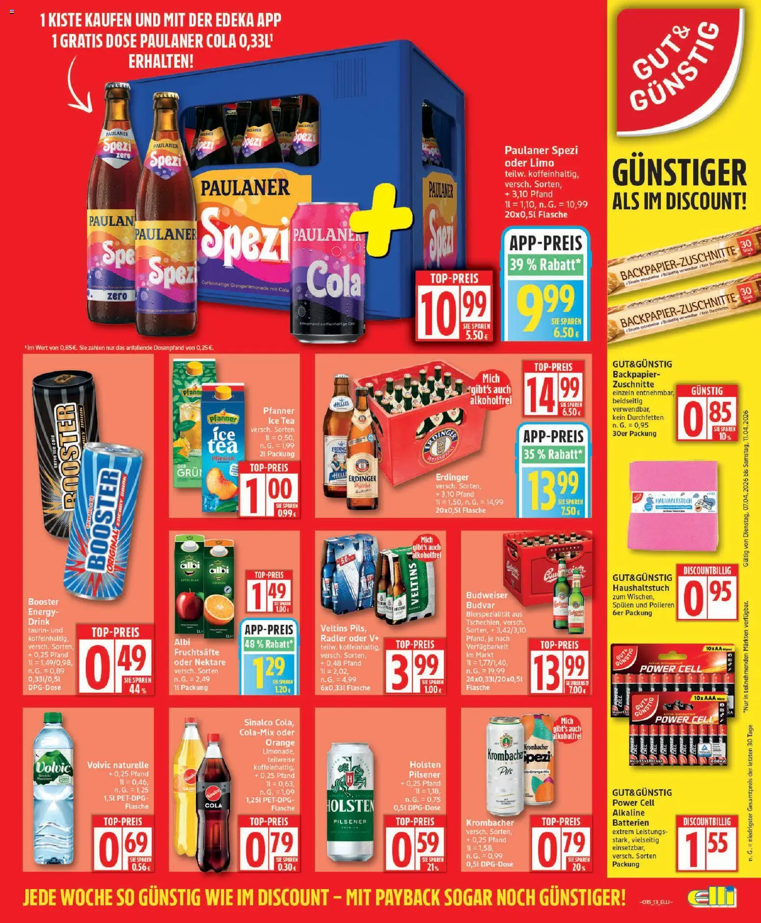 Elli Markt Prospekt Schloß Holte – gültig ab 07.04.2026 | Seite: 13 | Produkte: Pfirsich, Krombacher, Paulaner, Veltins