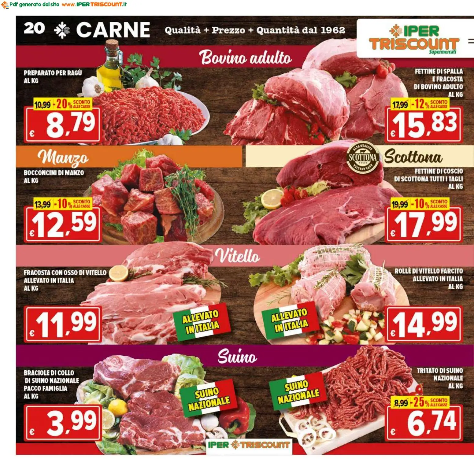 Volantino Ipertriscount del 17.03.2026 | Pagina: 20 | Prodotti: Manzo, Suino, Ragú, Vitello