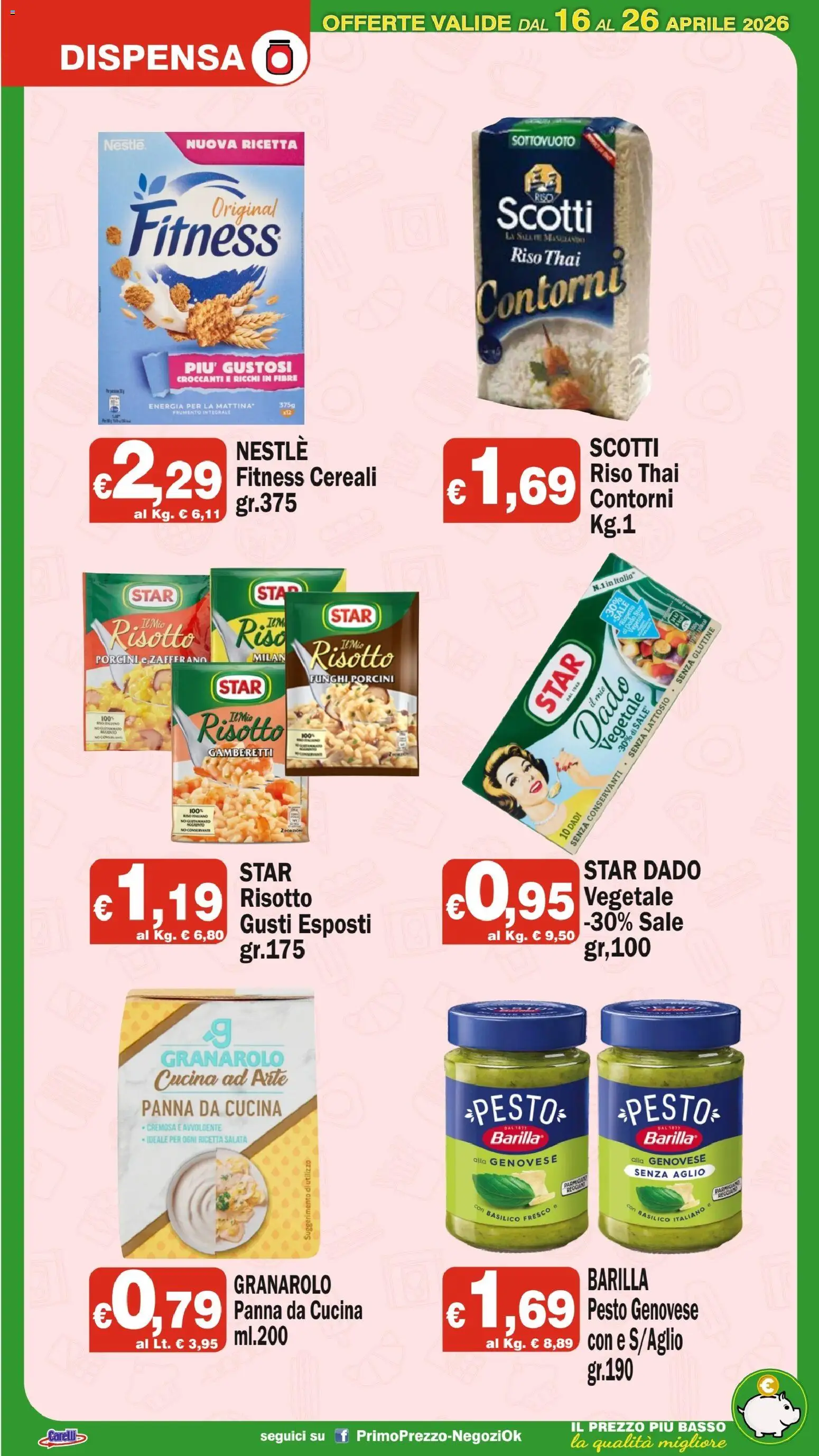 Volantino Primo Prezzo del 16.04.2026 | Pagina: 7 | Prodotti: Riso, Panna, Funghi, Pesto