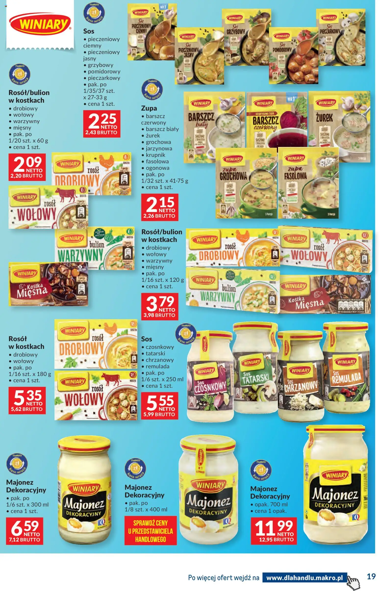 Makro gazetka - Dystrybucja do sklepów od 07.04.2026 | Strona: 19 | Produkty: Barszcz, Zurek, Majonez winiary, Zupa