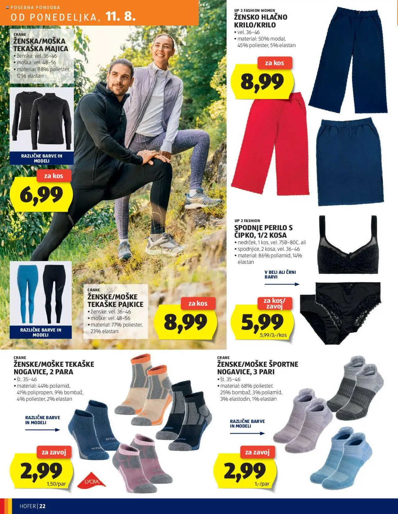 Hofer katalog │ velja od 07.08.2025 | Stran: 22 | Izdelki: Pajkice, Kos, Majica, Spodnje perilo