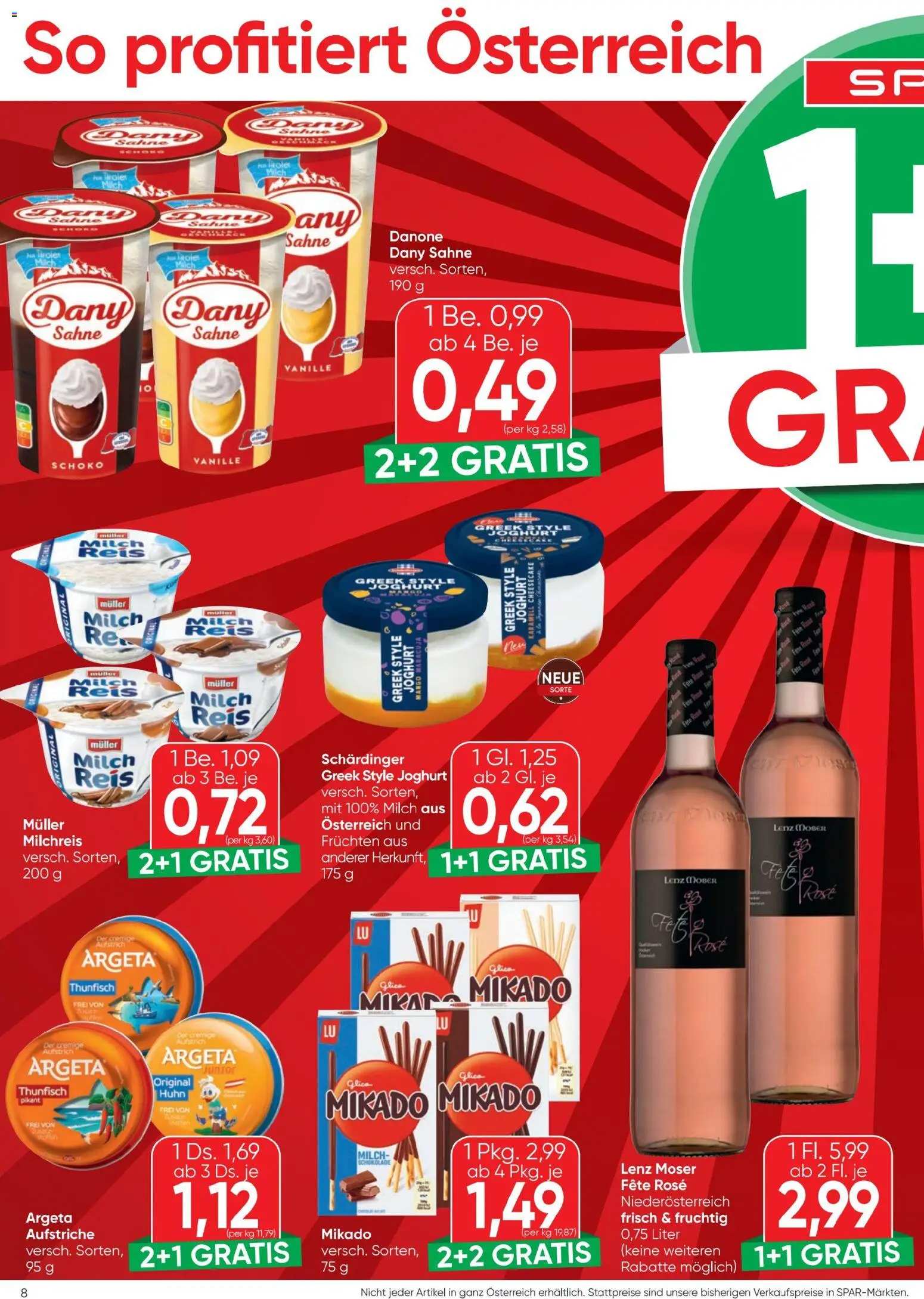 Spar - Flugblatt gültig ab 23.04.2026 | Seite: 8 | Produkte: Sahne, Mango, Joghurt, Reis