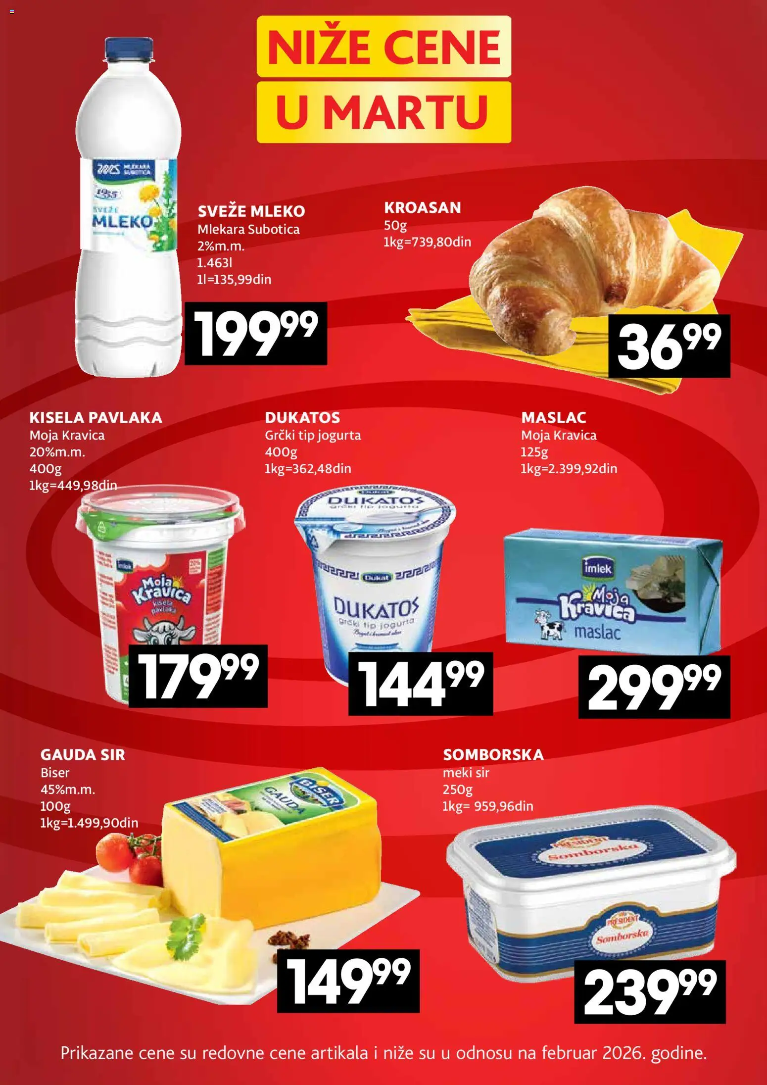 Roda katalog - važi od 26.03.2026 | Strana: 4 | Proizvode: Maslac, Sveže mleko, Kroasan, Dukatos