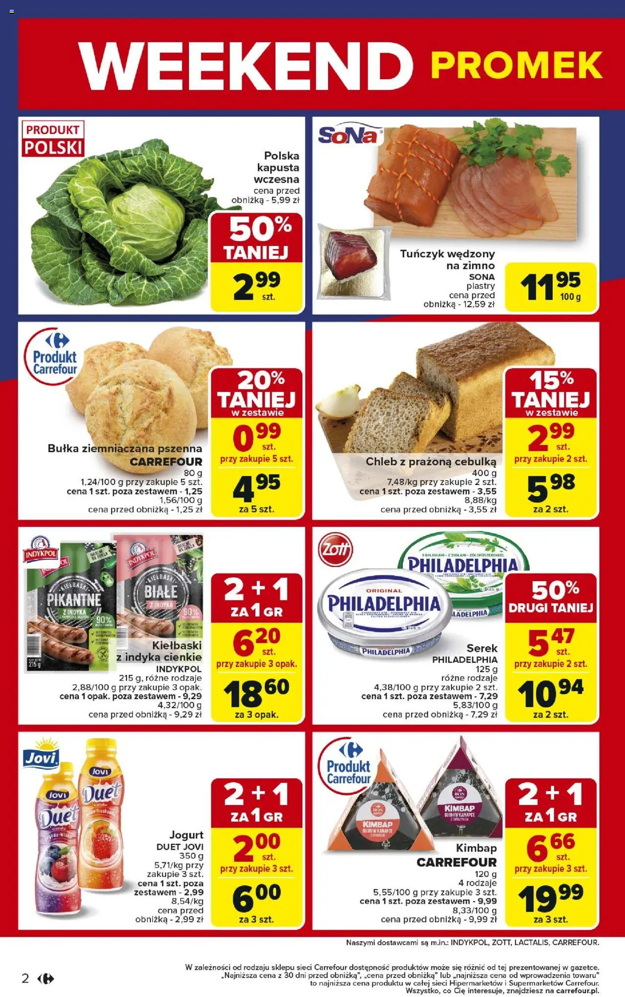 Carrefour Gazetka - Weekend promek już od środy od 18.06.2025 | Strona: 2 | Produkty: Kiełbaski, Wiśnie, Sushi, Chleb