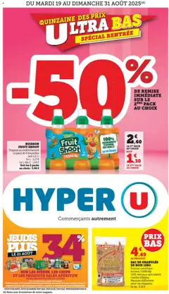 Hyper U - Prévisualisation de Hyper U Quinzaine des prix ultra bas Spécial rentrée valide à partir de 19.08.2025