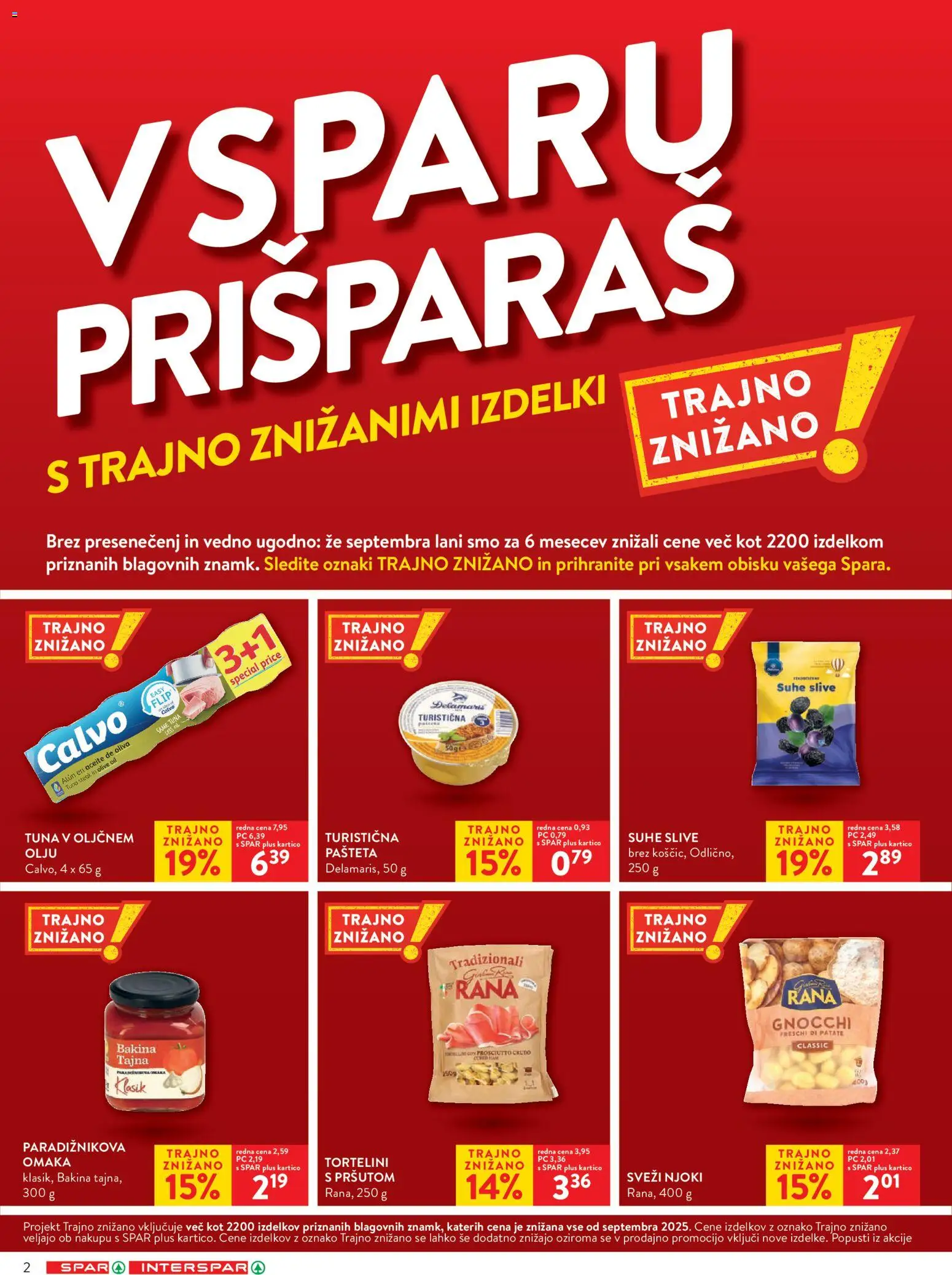Novi Spar katalog ponudbe – veljaven od 07.01.2026 | Stran: 2 | Izdelki: Tuna, Suhe slive, Olive, Omaka