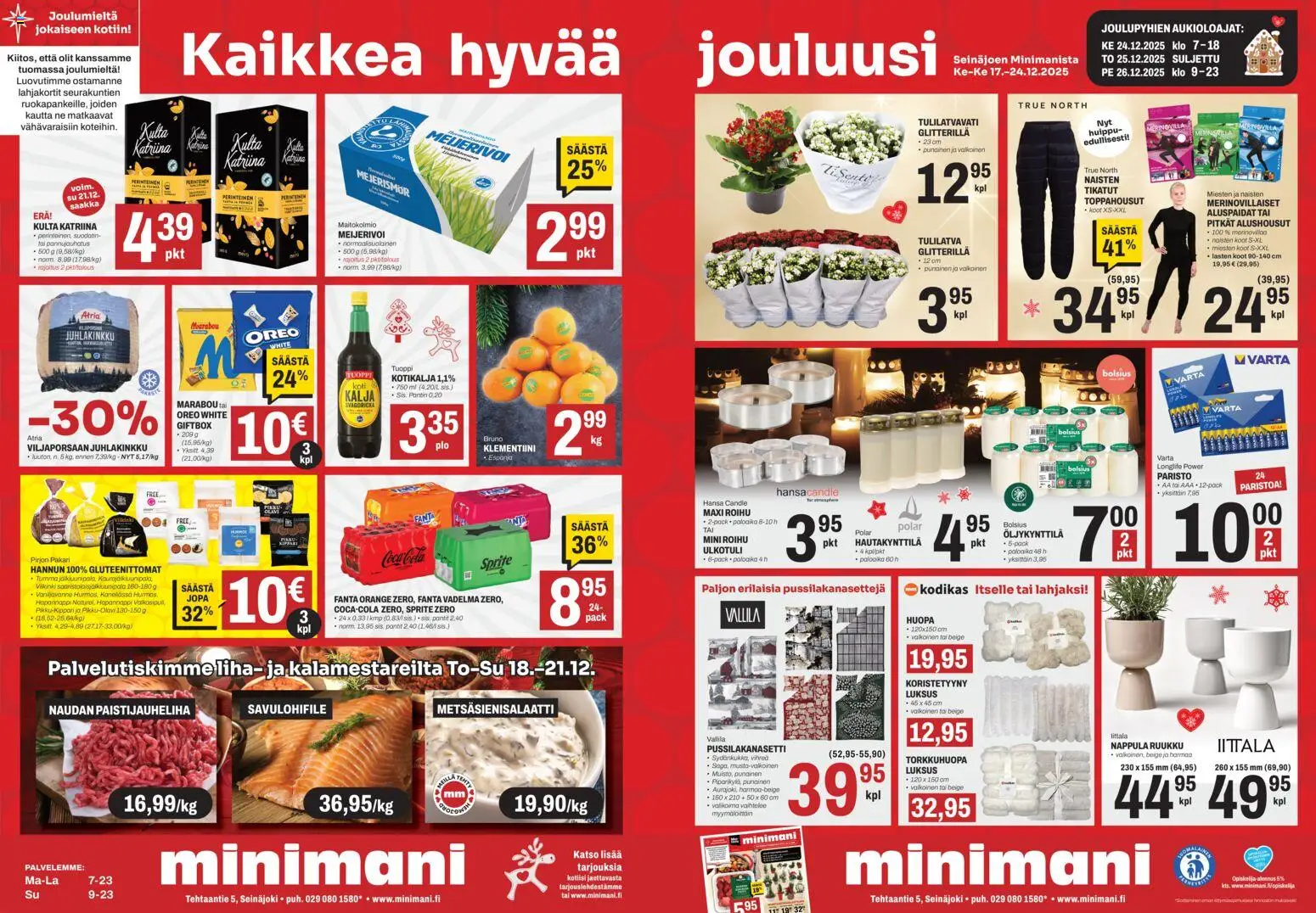 Minimani Tarjoukset - Seinäjoki – voimassa 17.12.2025 alkaen | Sivu: 1 | Tuotteet: Sprite, Alushousut, Fanta, Huopa