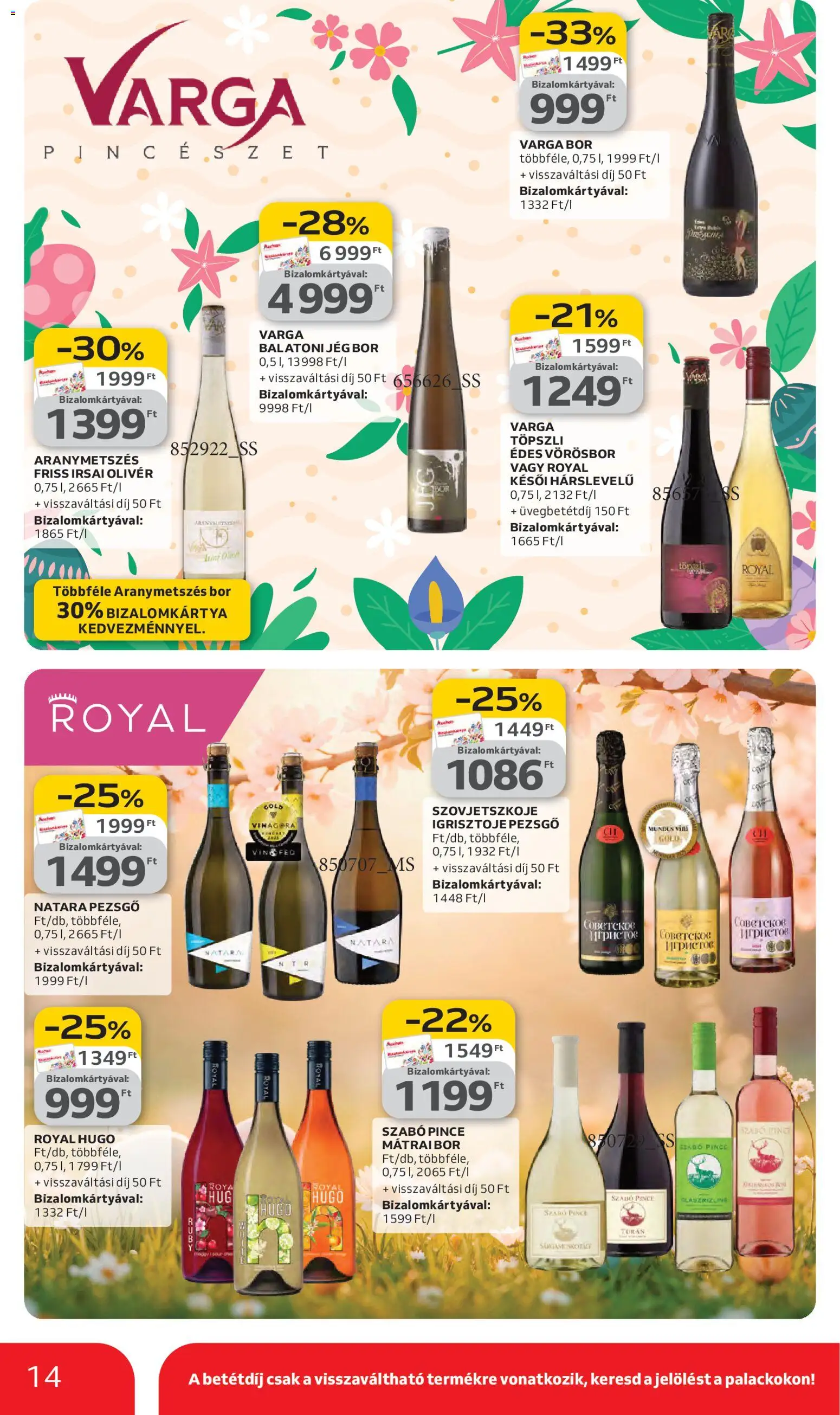 Auchan akciós ujság - amely érvényes a következő dátumtól: 05.03.2026 | Oldal: 14 | Termékek: Pezsgő, Bor, Vörösbor