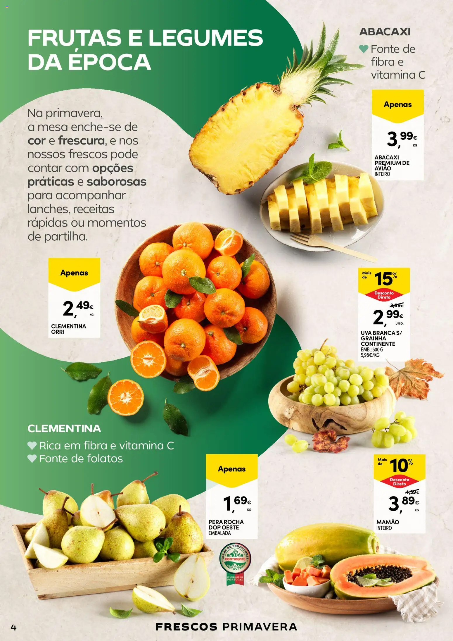 Continente - A frescura da primavera │ válido de 17.03.2026 | Página: 4 | Produtos: Mesa, Vitamina c, Abacaxi, Mamão