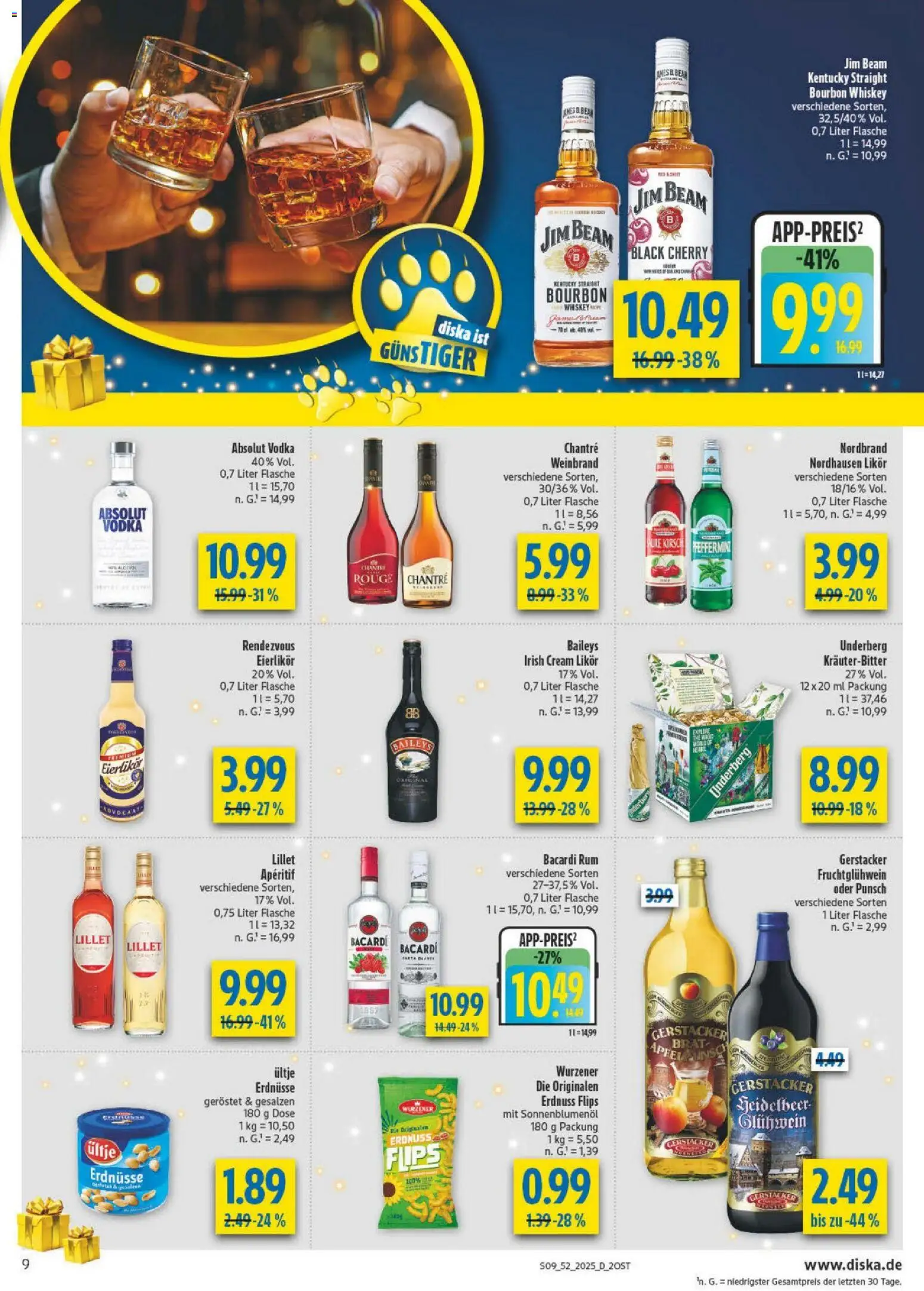 Diska - Diska Angebote Sachsen-Thüringen KW52 – gültig ab 22.12.2025 | Seite: 9 | Produkte: Bacardi, Likör, Baileys, Vodka