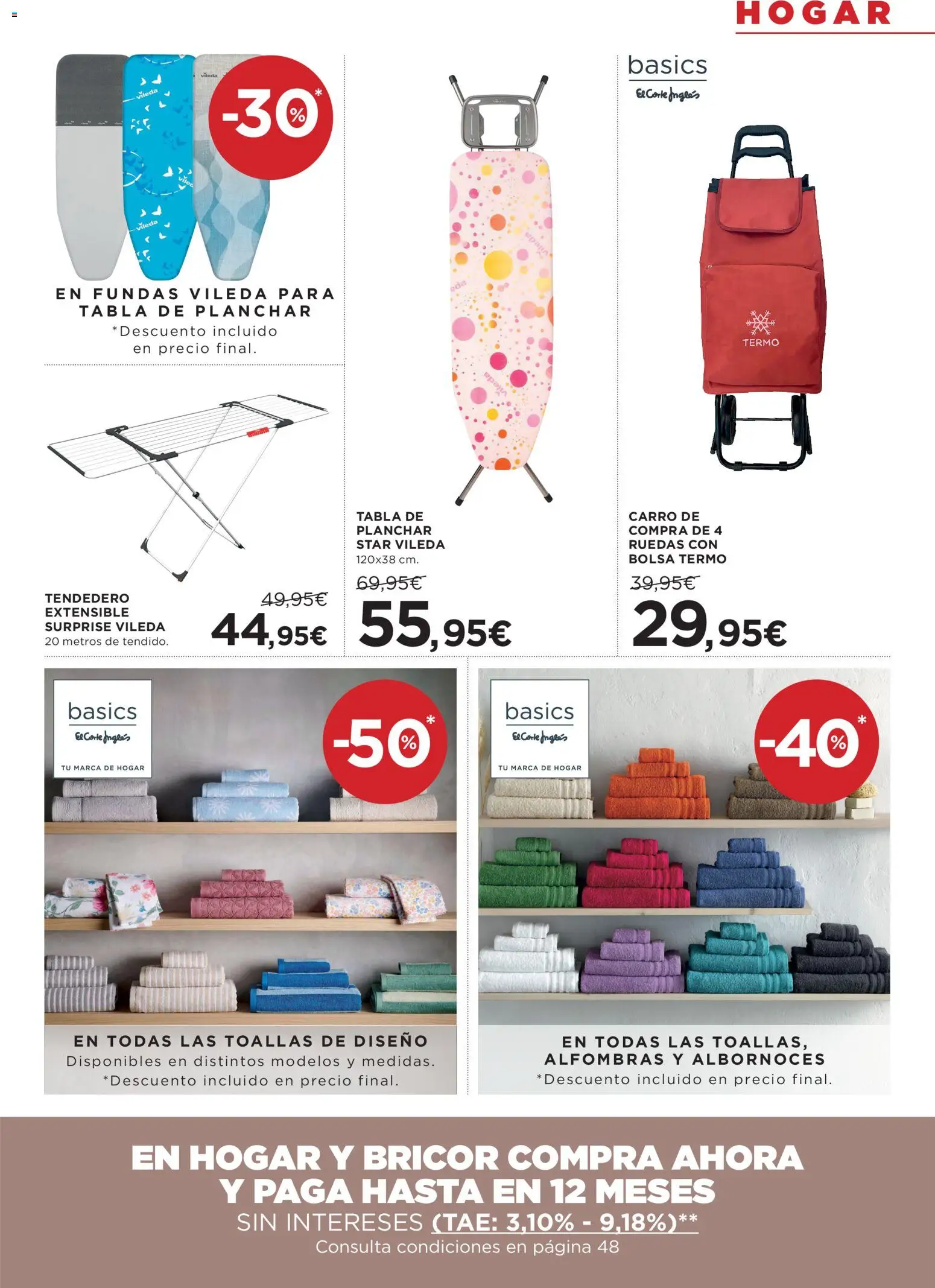 Hipercor catálogo │ válido desde el 09.04.2026 | Página: 39 | Productos: Tendedero, Tabla de planchar, Bolsa