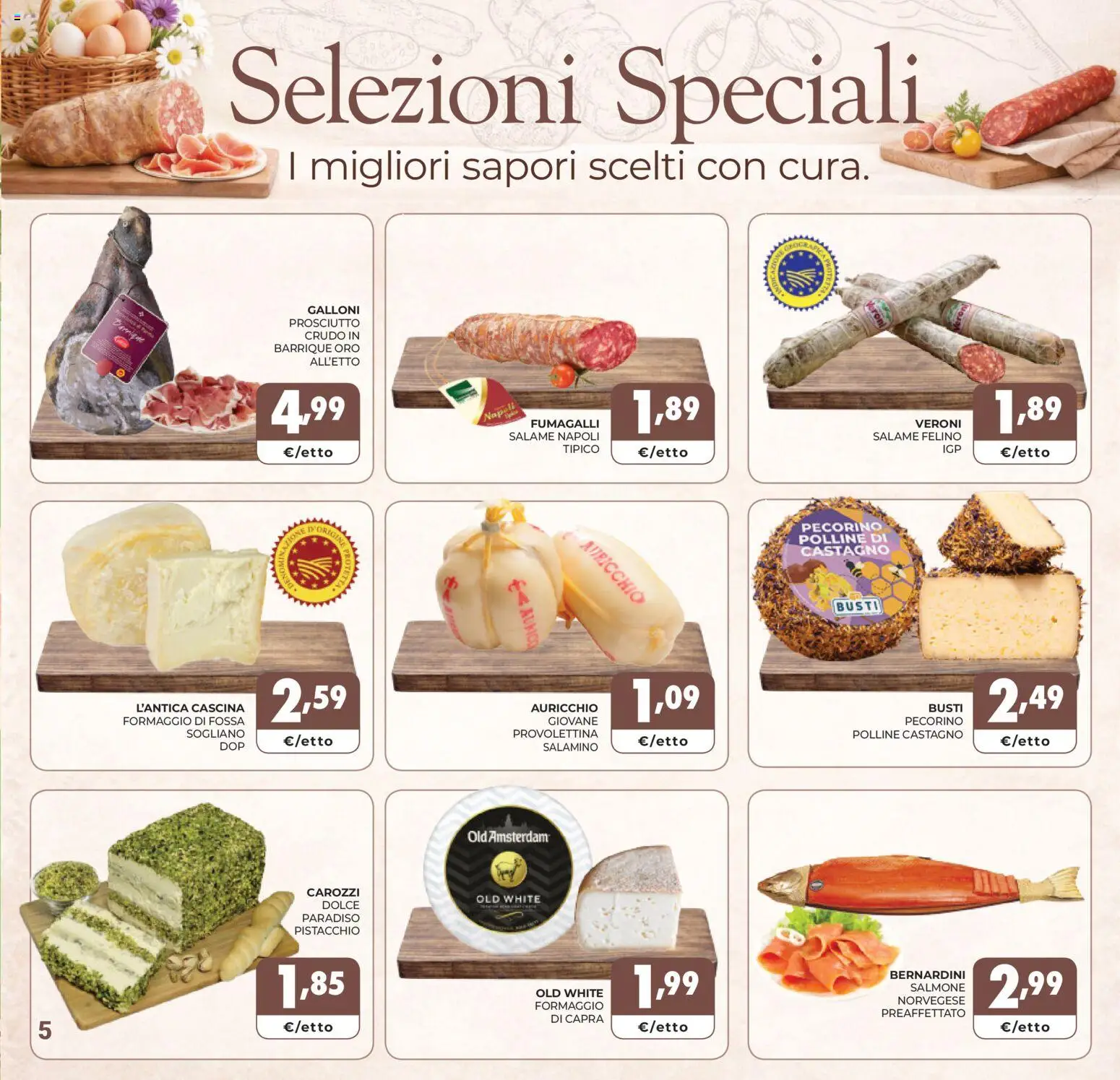 Volantino Eté del 24.03.2026 | Pagina: 5 | Prodotti: Prosciutto Crudo, Salame, Formaggio, Prosciutto